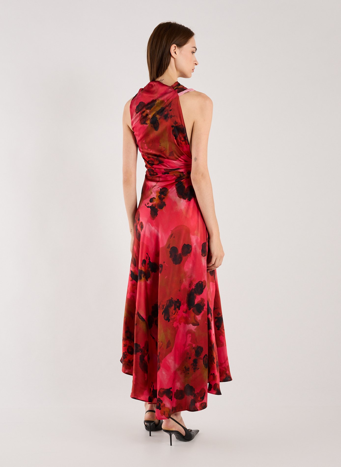 Long silk dress with floral print VICTORIA BECKHAM Multicolour