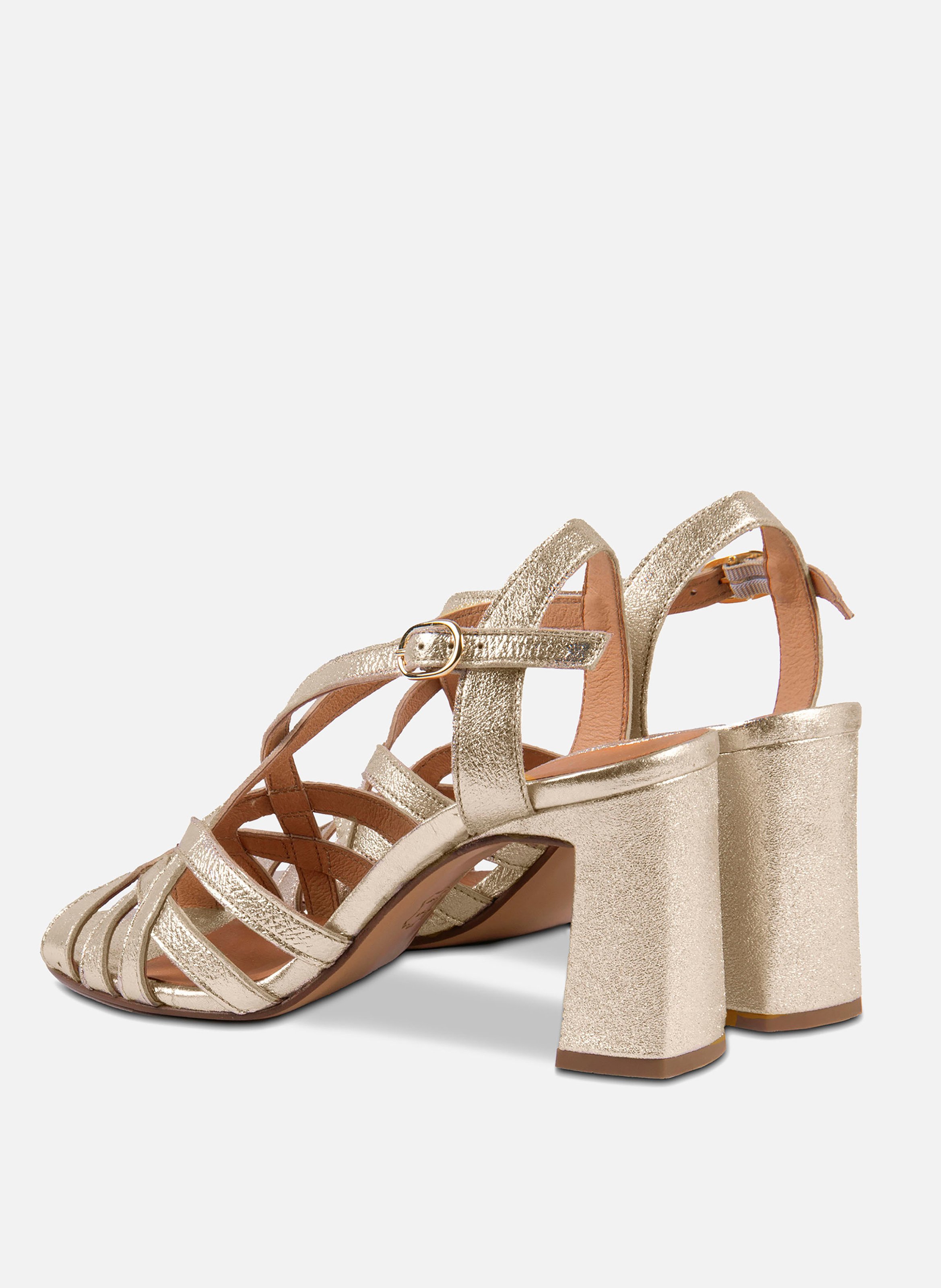 Sandales talon daphné cuir irisé JULES & JENN Doré