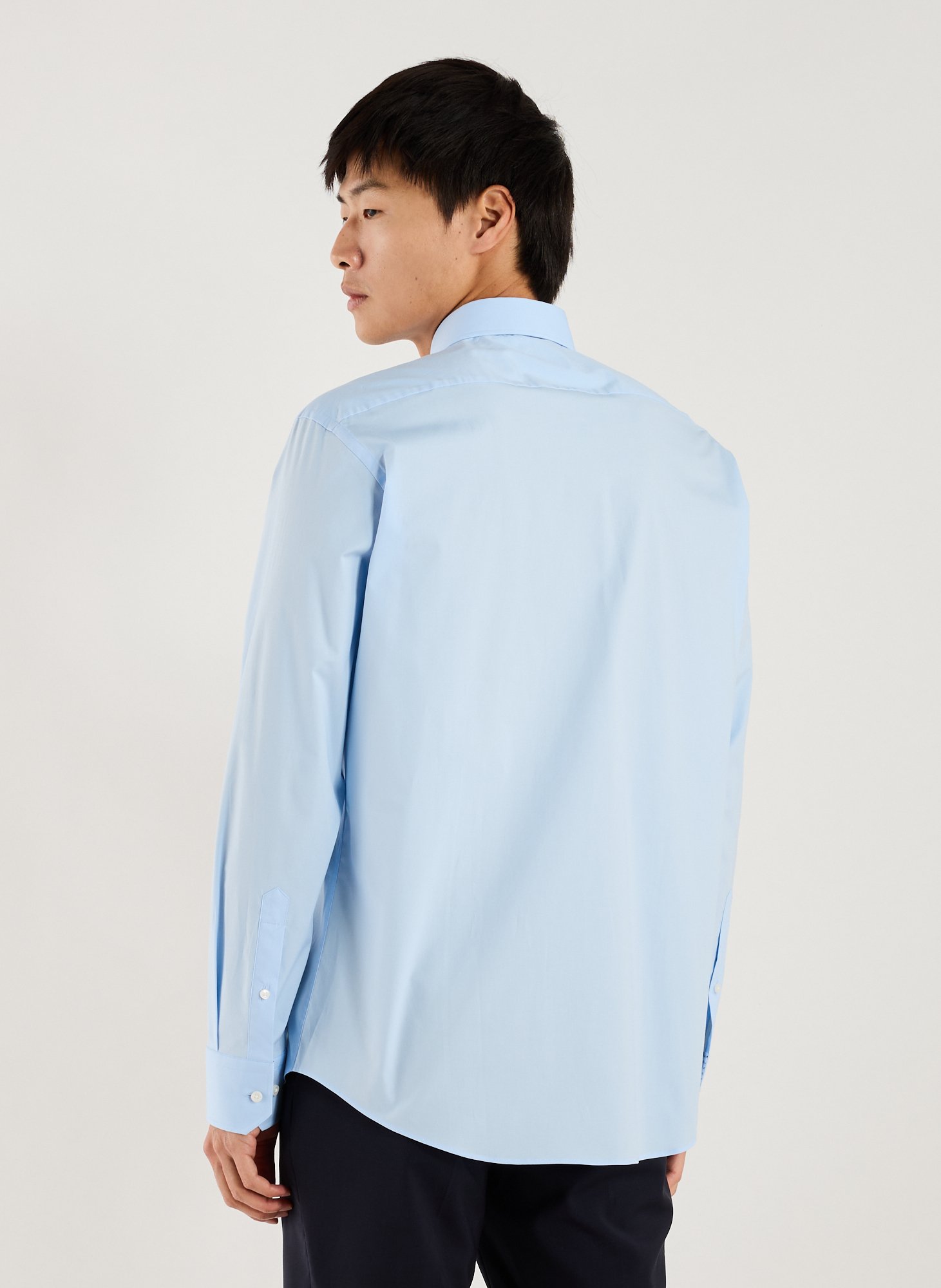 Chemise droite en coton mélangé BOSS Bleu