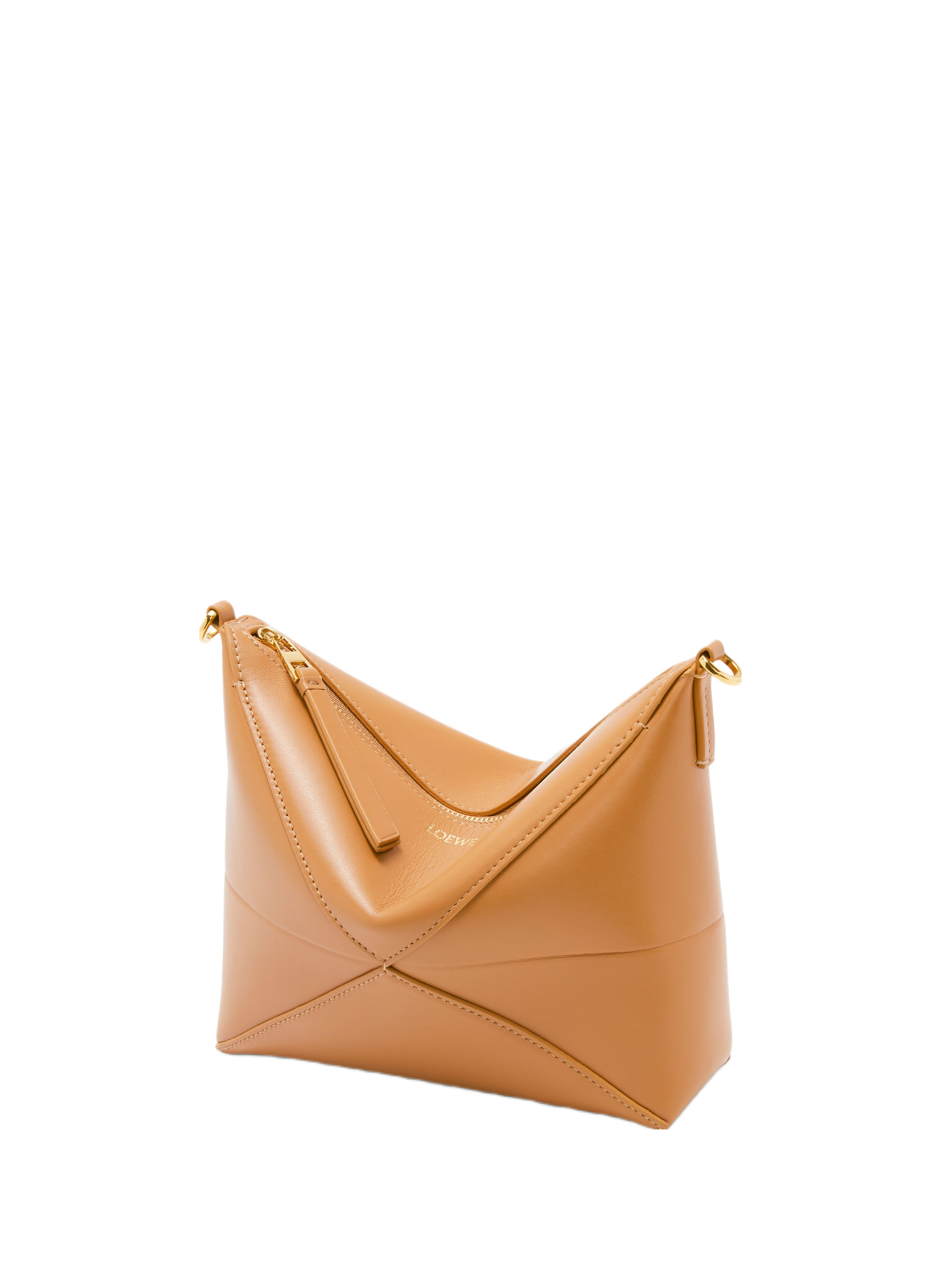 Puzzle Fold shiny nappa calf leather pouch LOEWE Brown