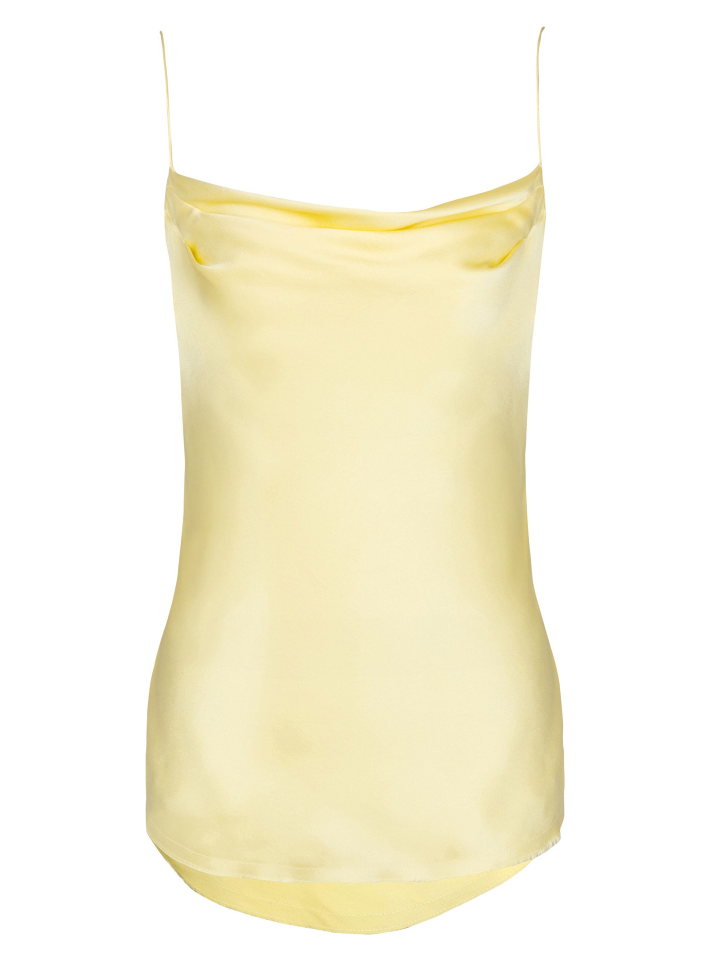 Top à fines bretelles en satin de soie BALMAIN Jaune