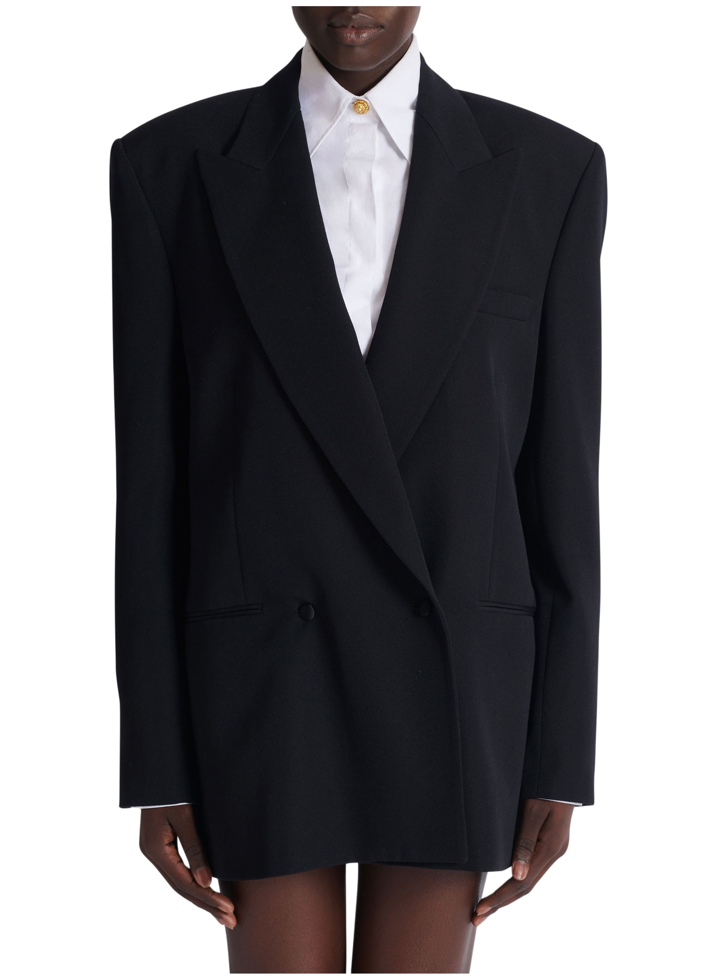 Veste ample en grain de poudre BALMAIN Noir