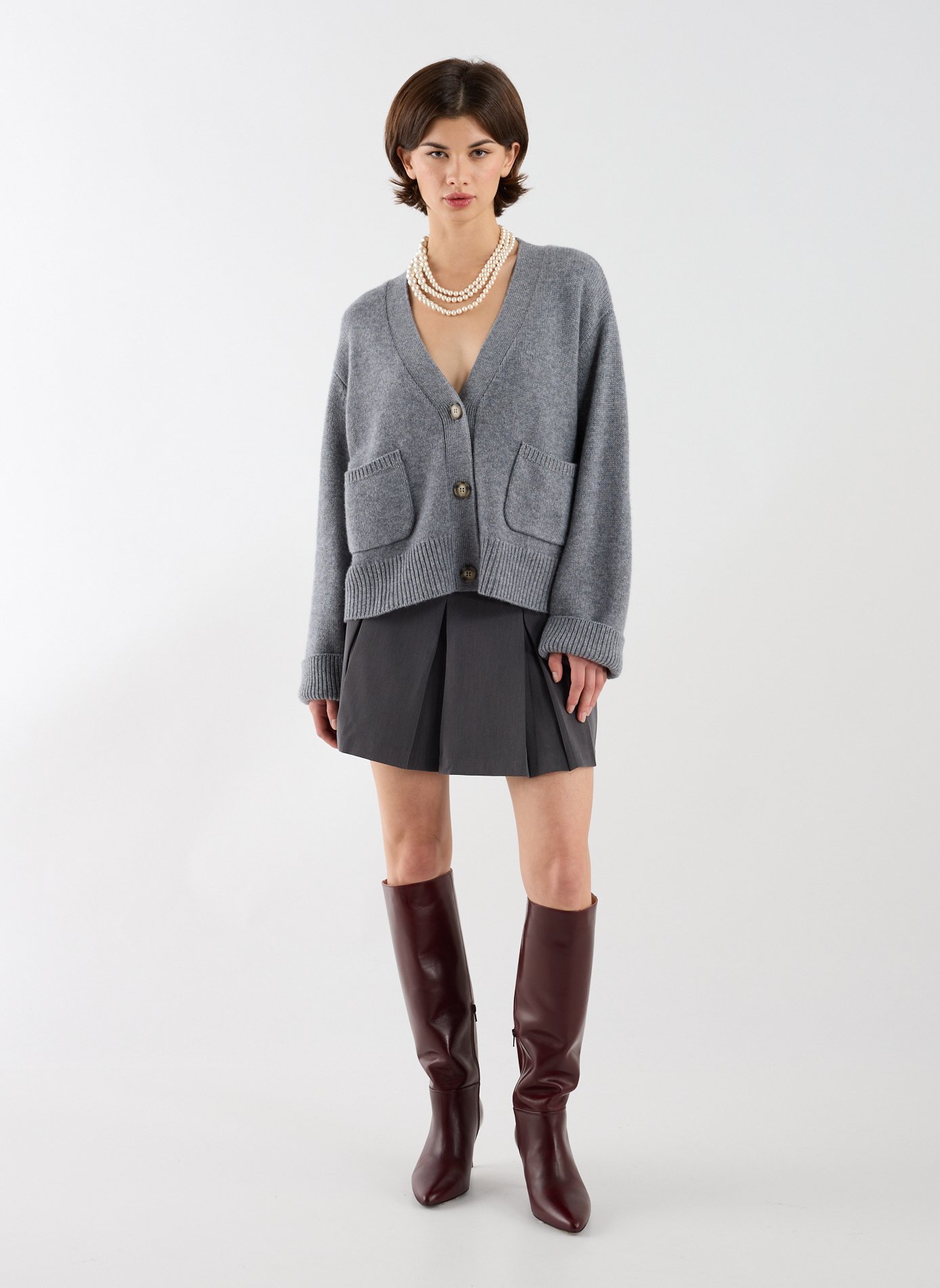 Pleated Mini Skirt Tstalia TOPSHOP Grey