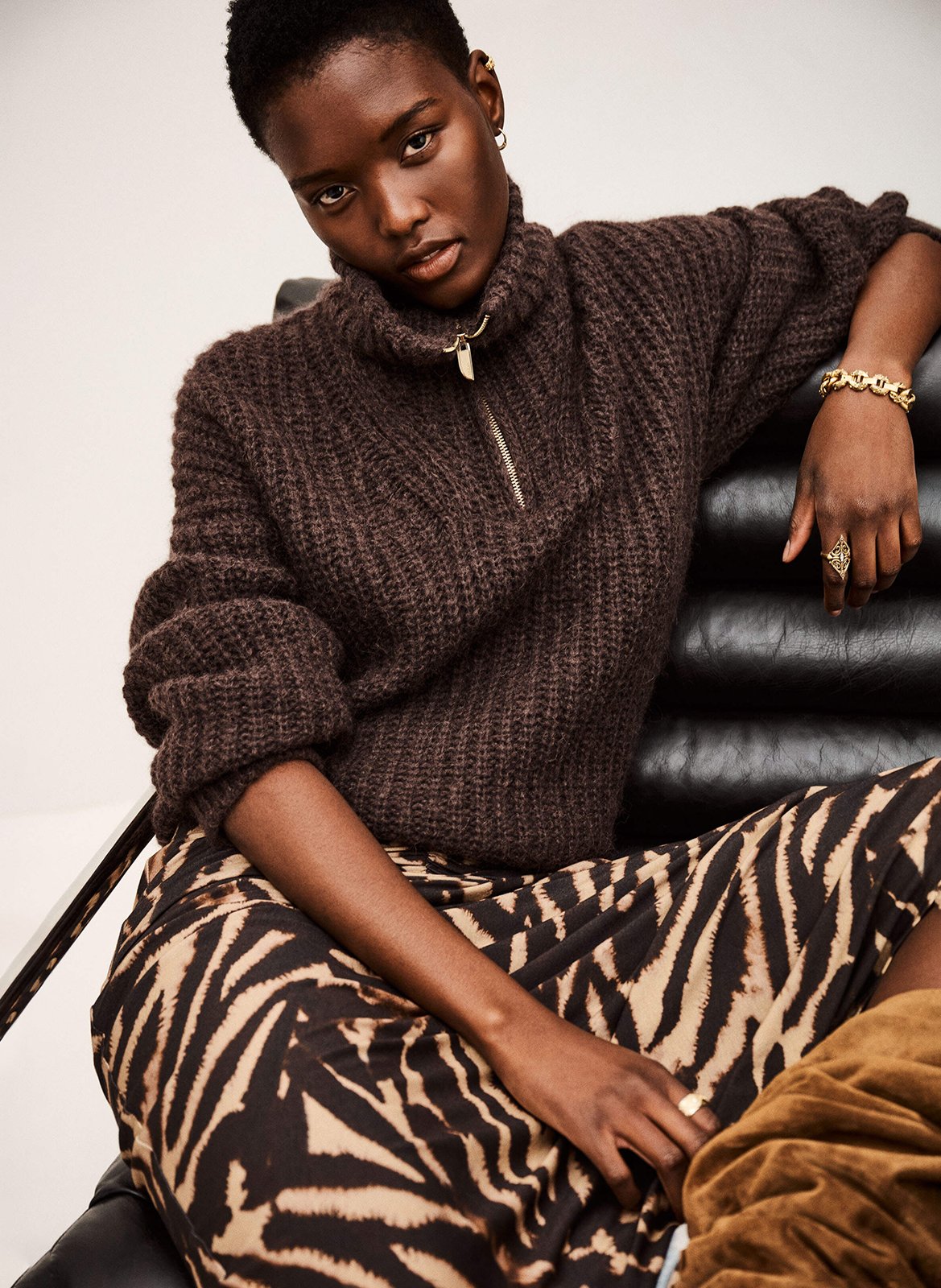 Jupe longue droite imprimée zoya BA&SH Marron