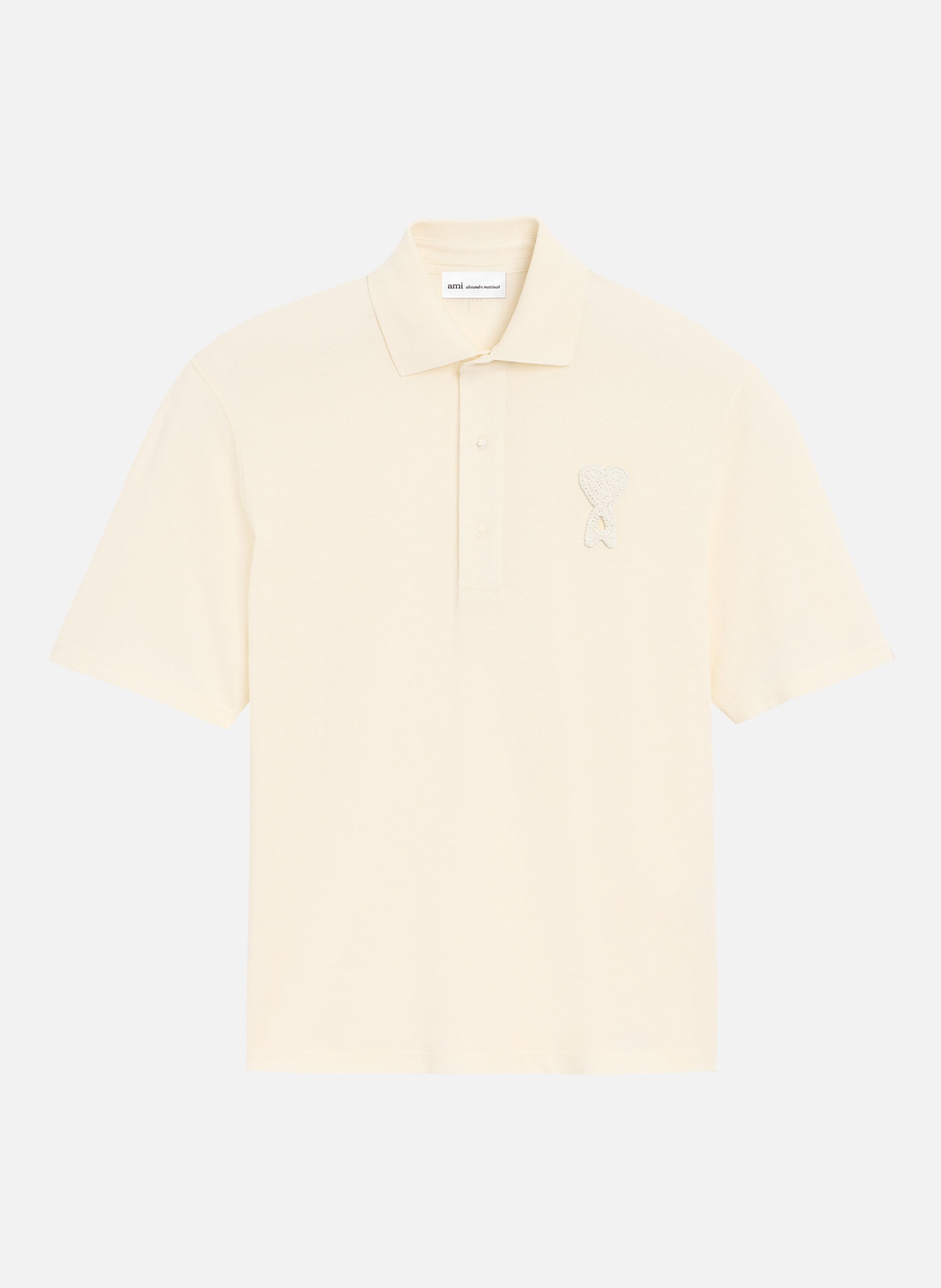 Polo ami de coeur crochet en coton unisexe AMI PARIS Blanc