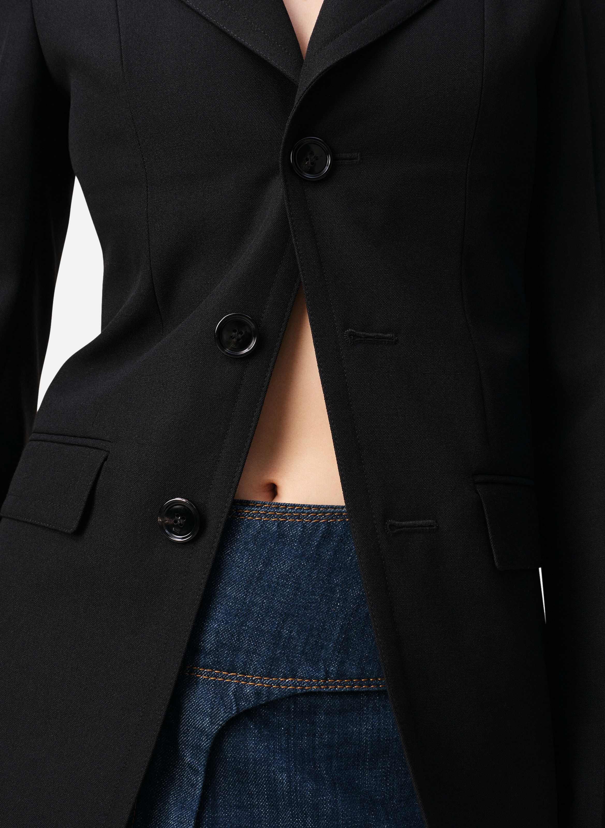 Veste cintrée simple boutonnage en laine vierge AMI PARIS Noir