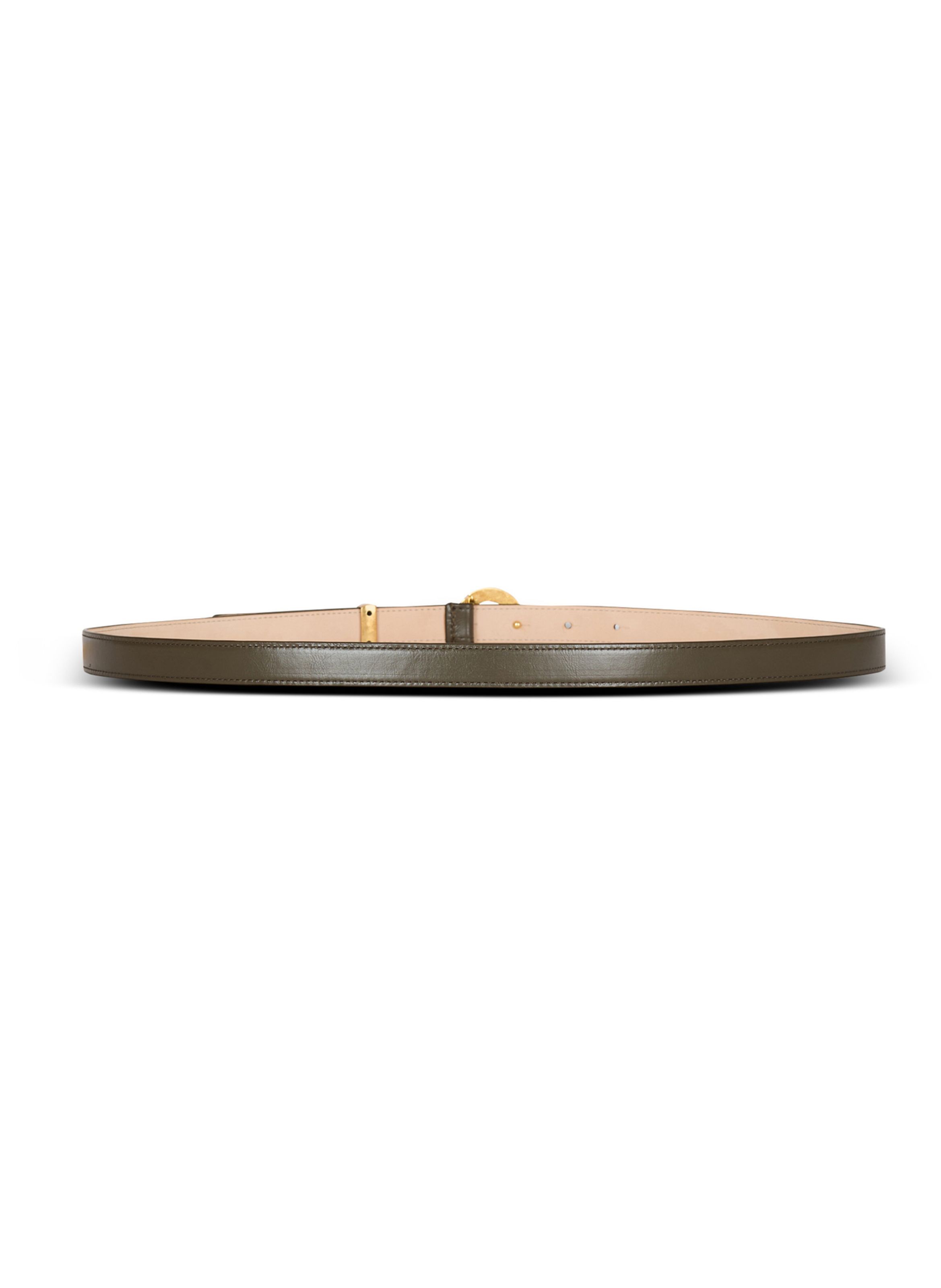 Ceinture t-bar en cuir lisse BALMAIN Vert