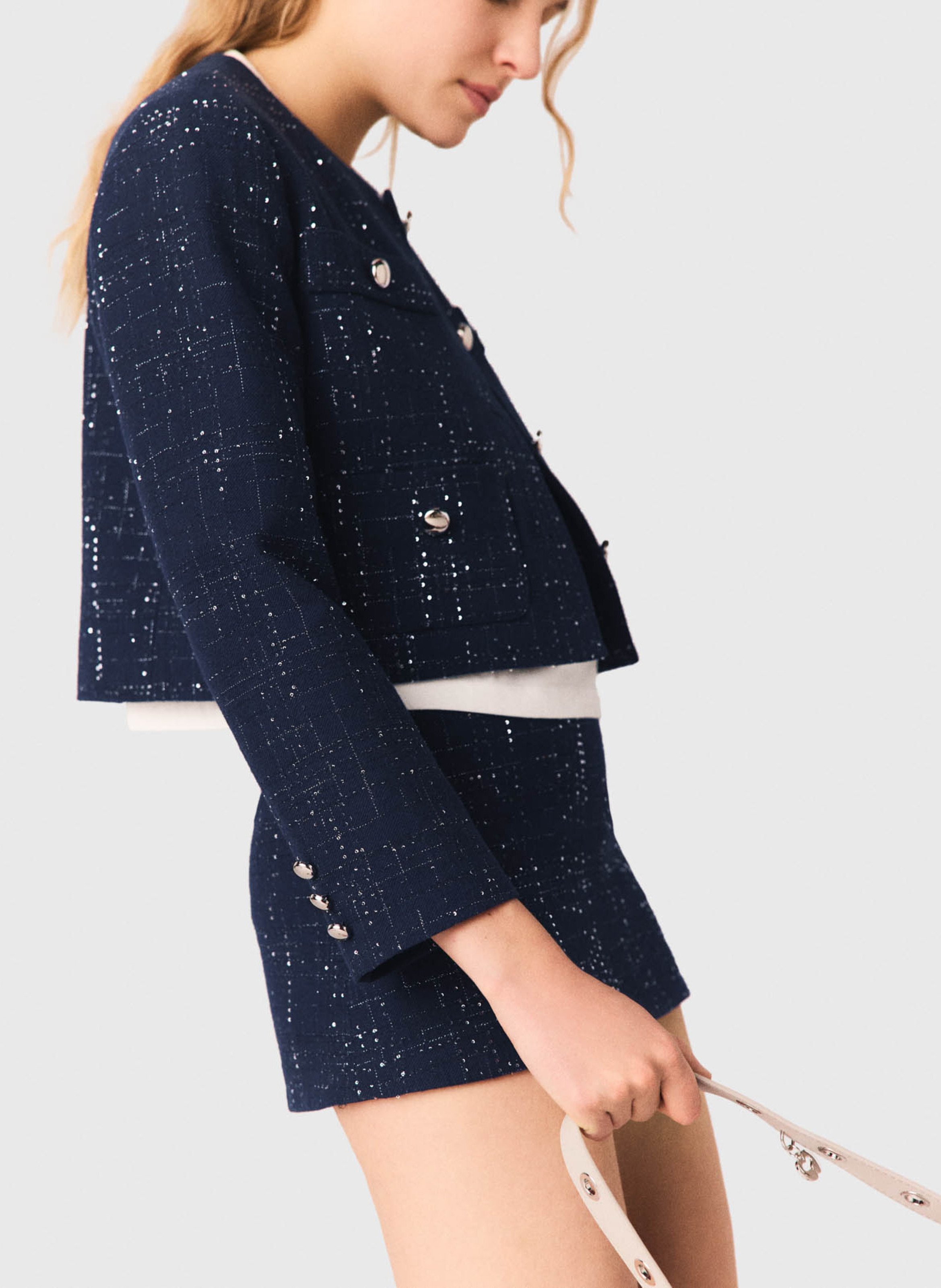 Veste col rond MAJE Bleu