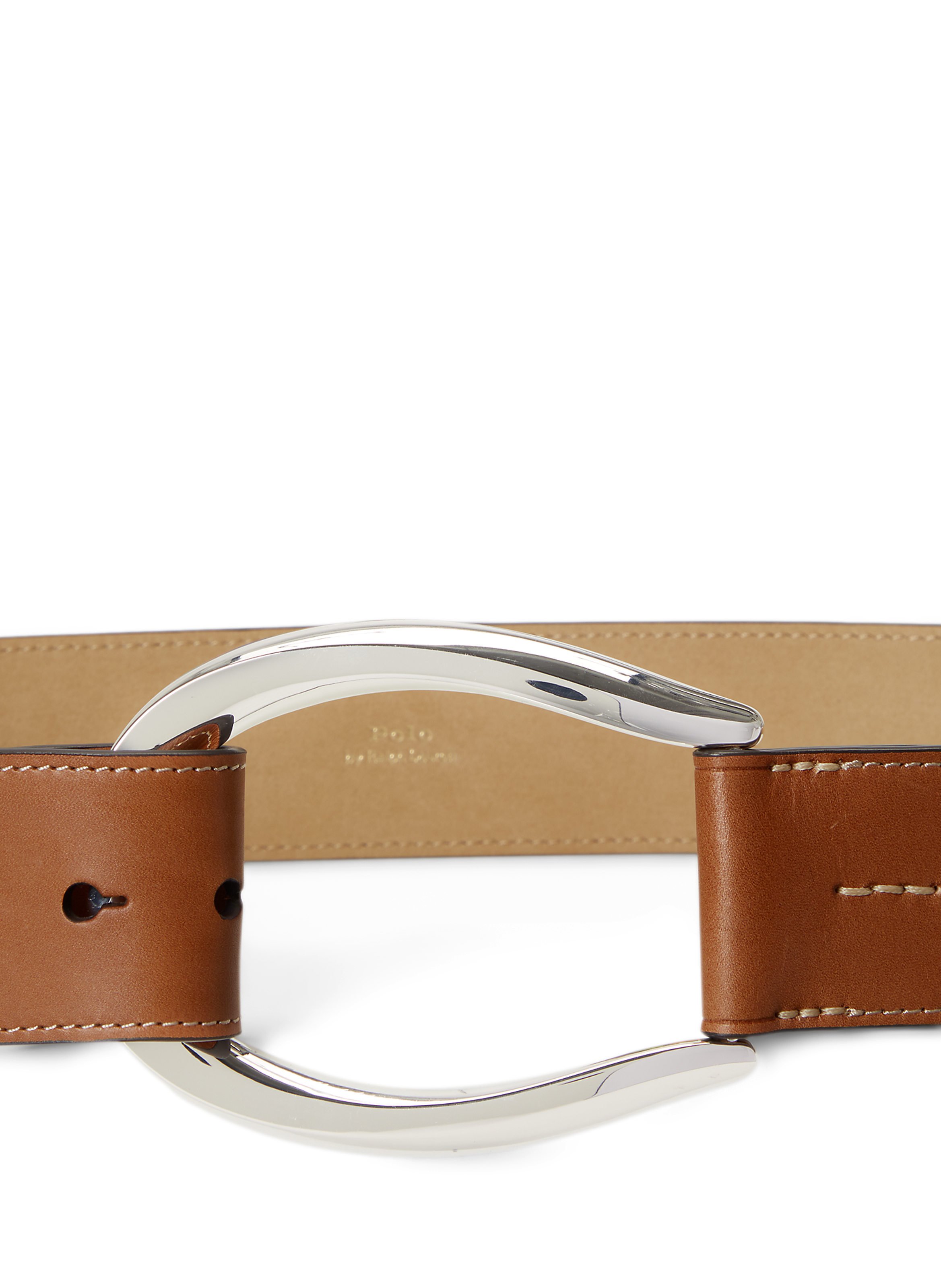 Adjustable belt with smooth leather buckle POLO RALPH LAUREN Brown