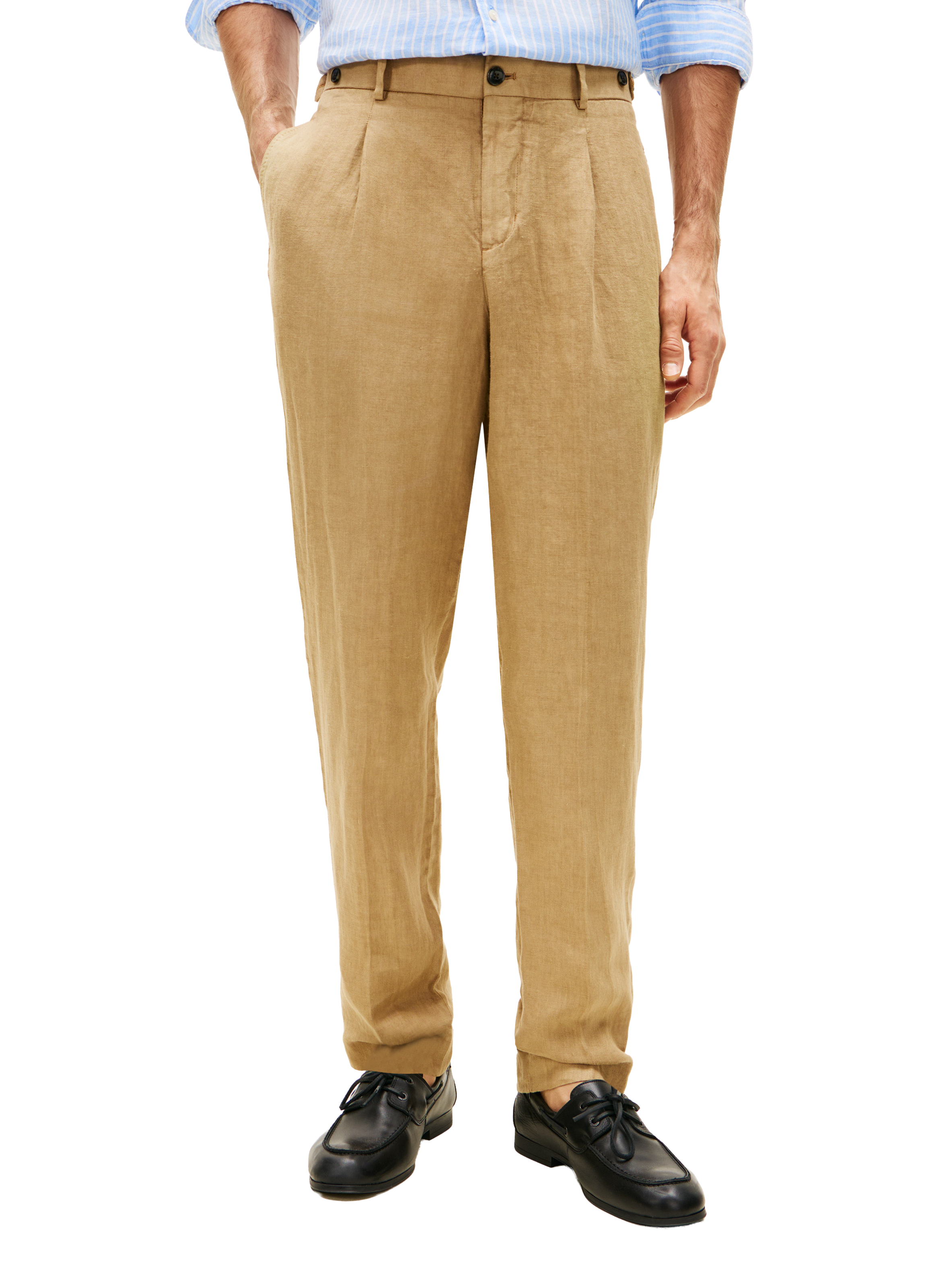 Pantalon chino New York Label en lin TOMMY HILFIGER Beige