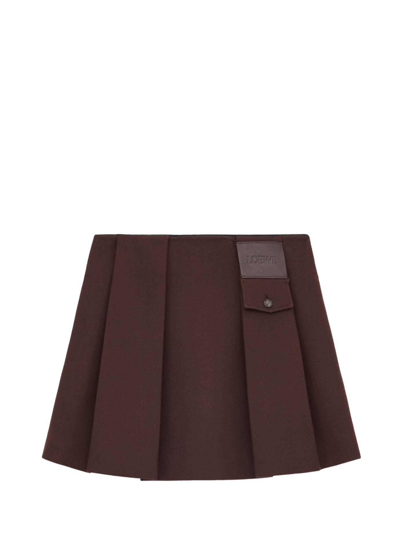 Mini jupe avec plis en laine LOEWE Marron