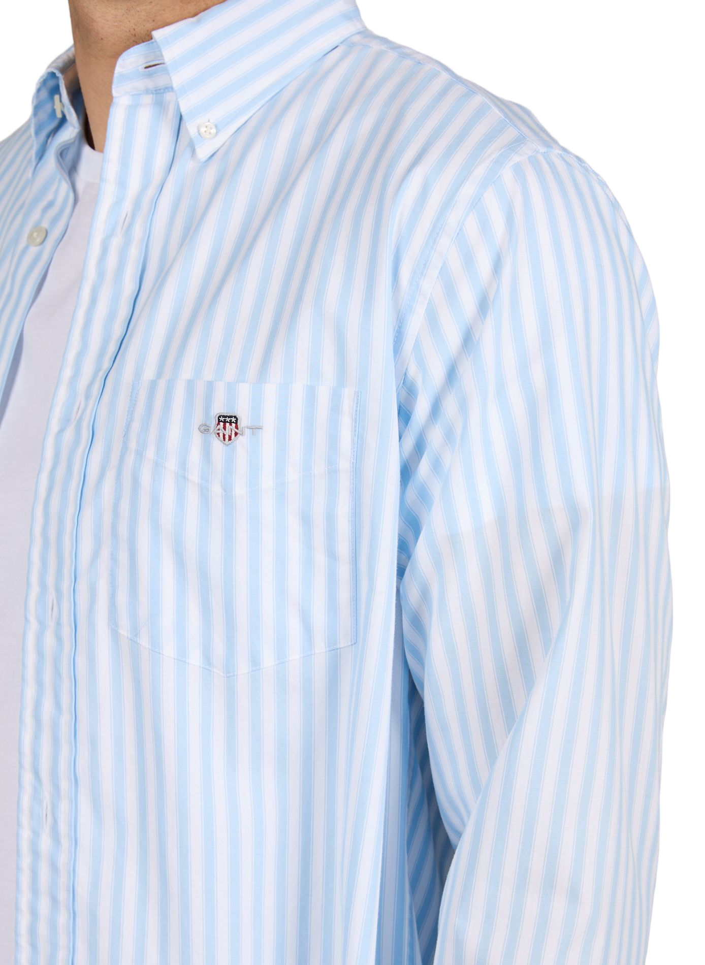 Chemise droite à rayures en coton  GANT Bleu