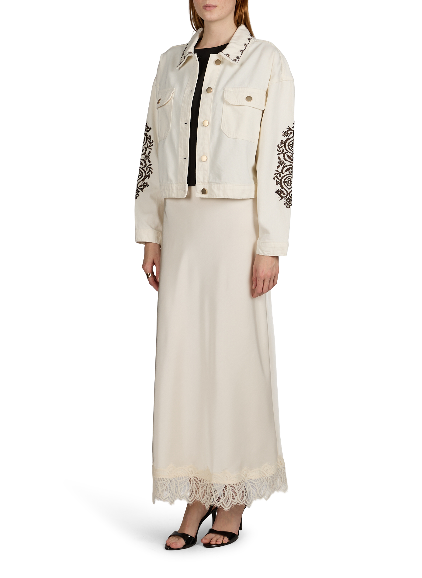 Cotton denim jacket VILA Beige