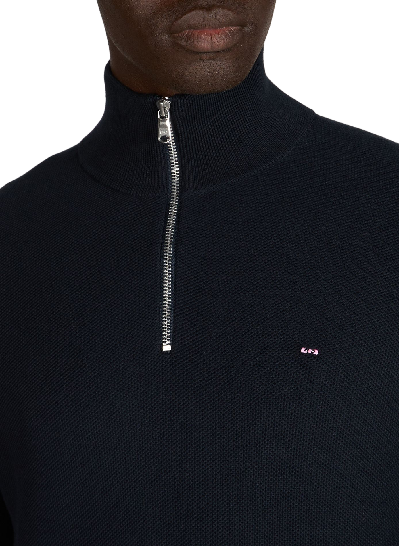 Pull col zip en coton EDEN PARK Bleu