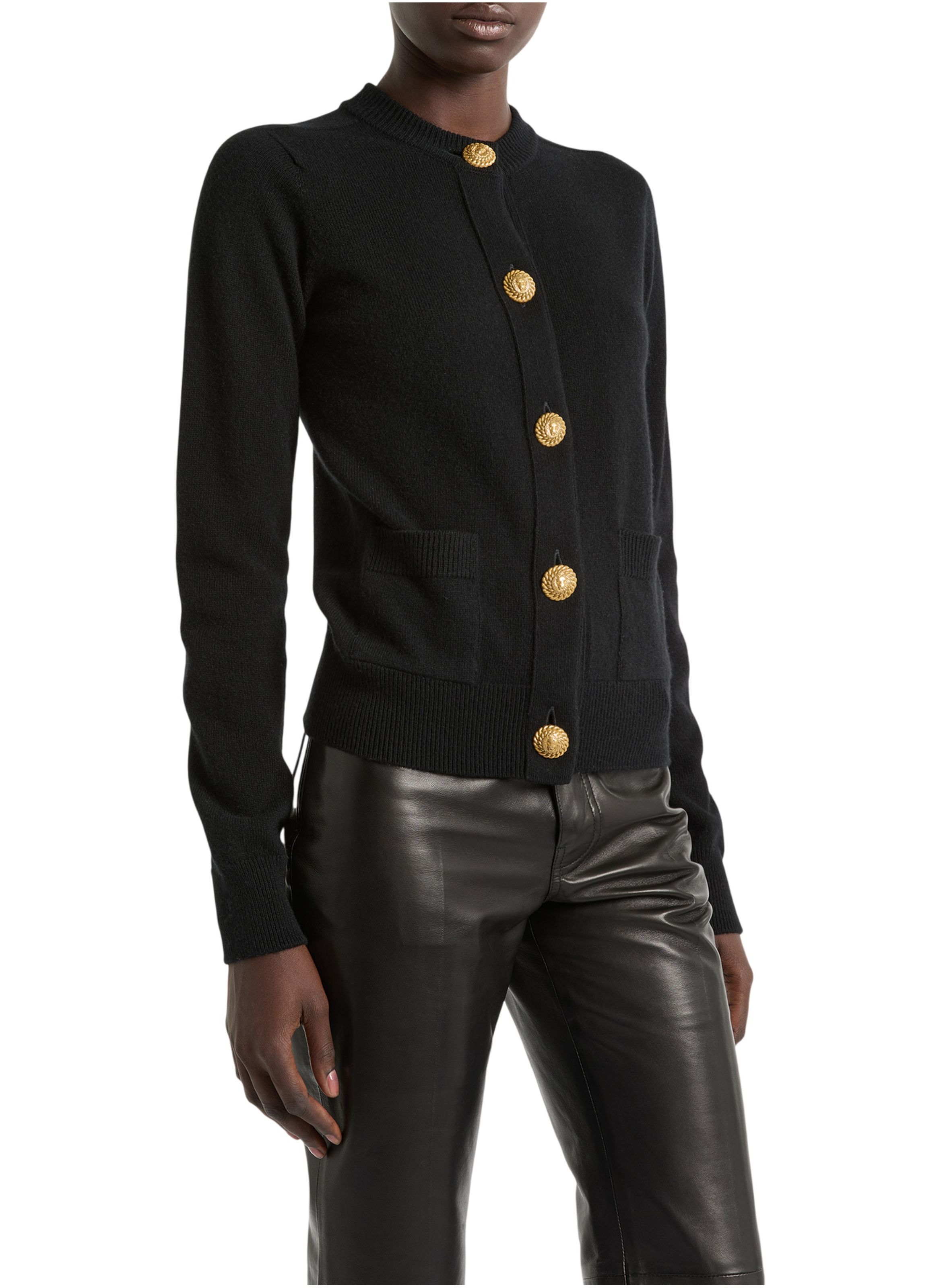 Cardigan en éco-cachemire BALMAIN Noir