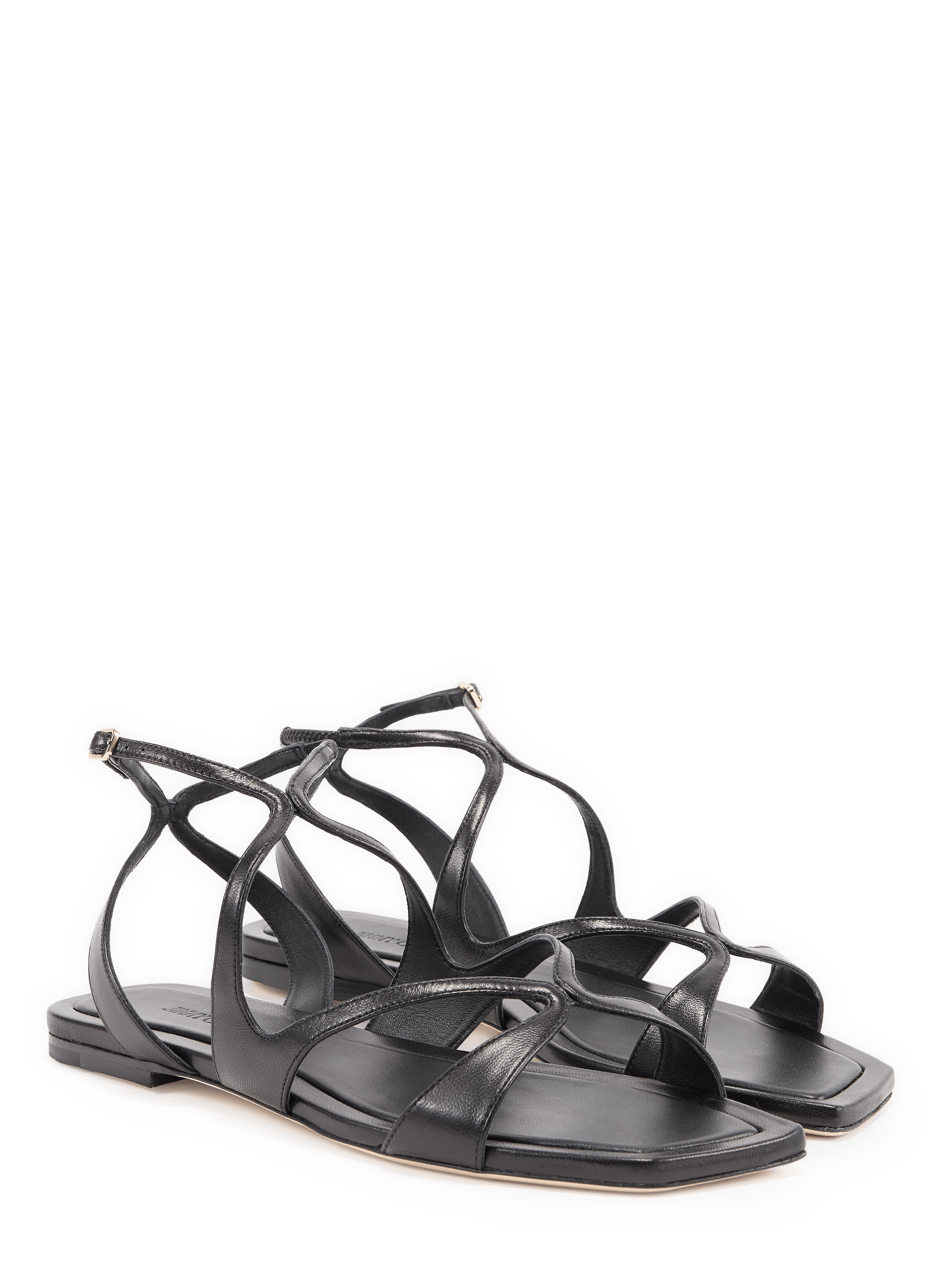 Sandales plates Ayla à bout carré en cuir  JIMMY CHOO Noir