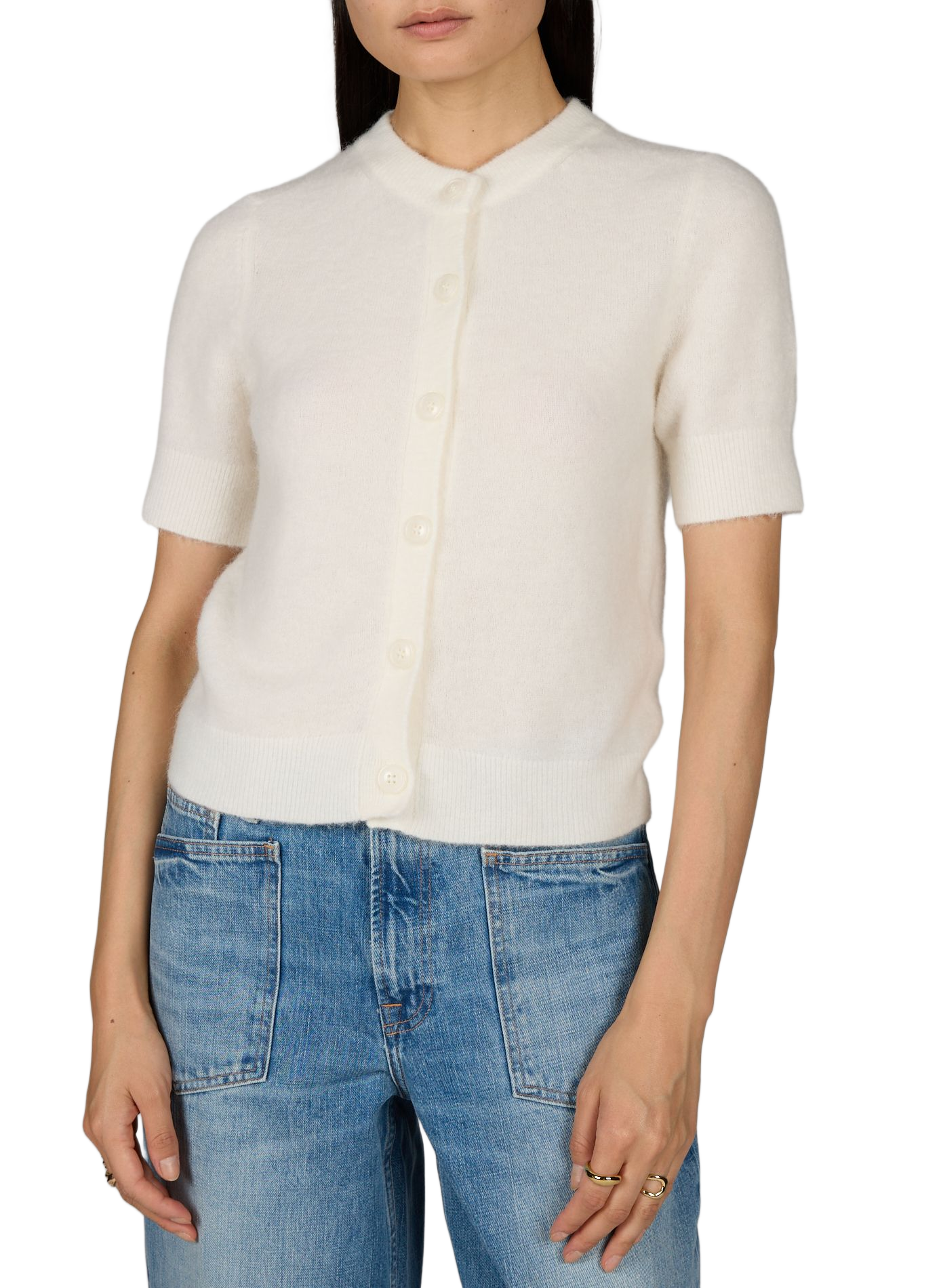 Round neck wool blend cardigan SAMSOE SAMSOE Beige