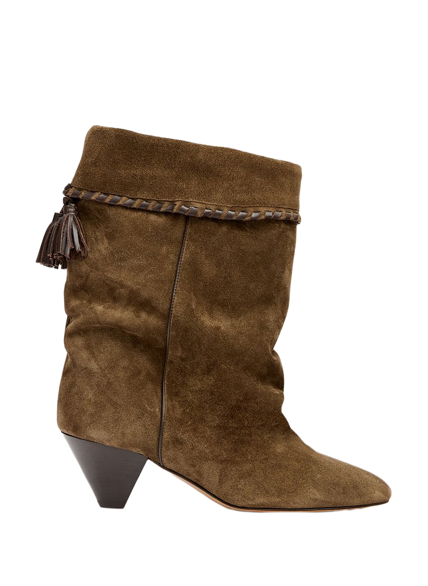 Gekräuselte Dalby Stiefel aus Veloursleder vom Kalb ISABEL MARANT Braun