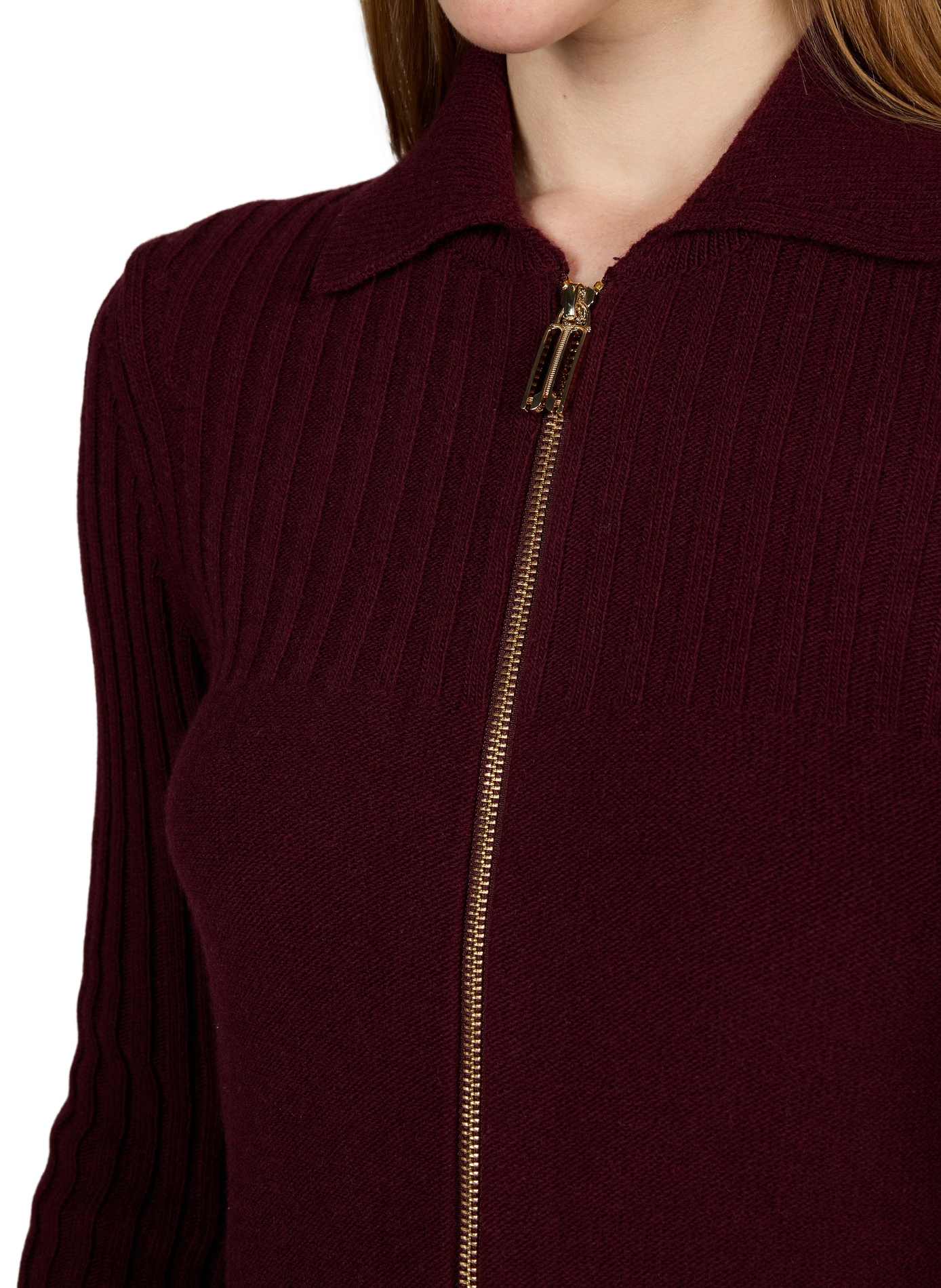 Zip-up wool blend sweater VICTORIA BECKHAM Red