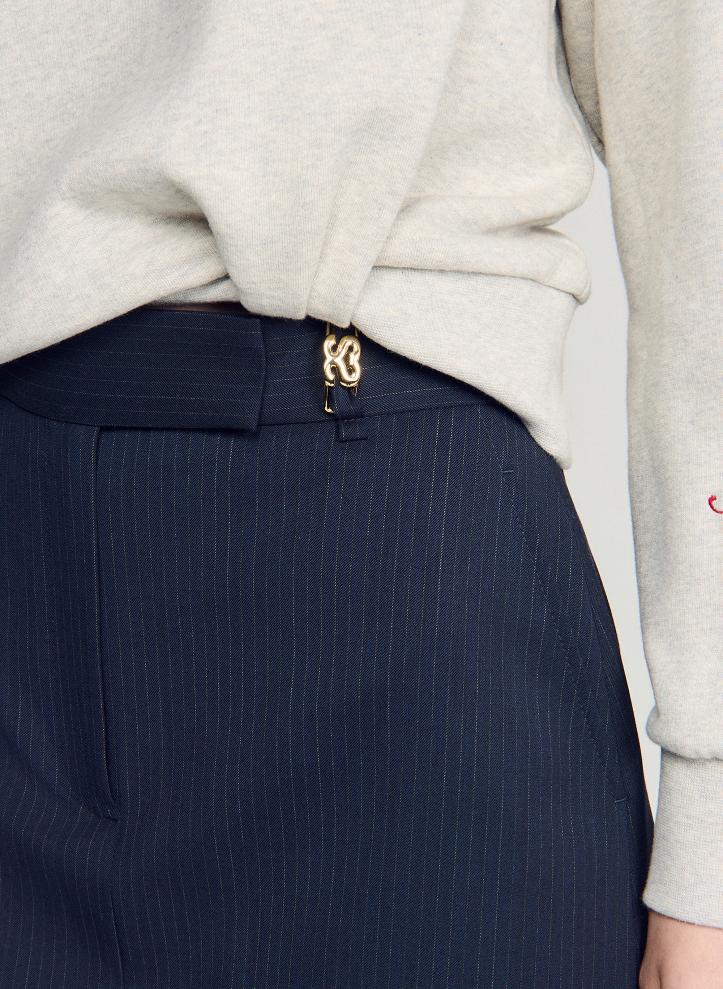 Short jupe en laine mélangée SANDRO Bleu