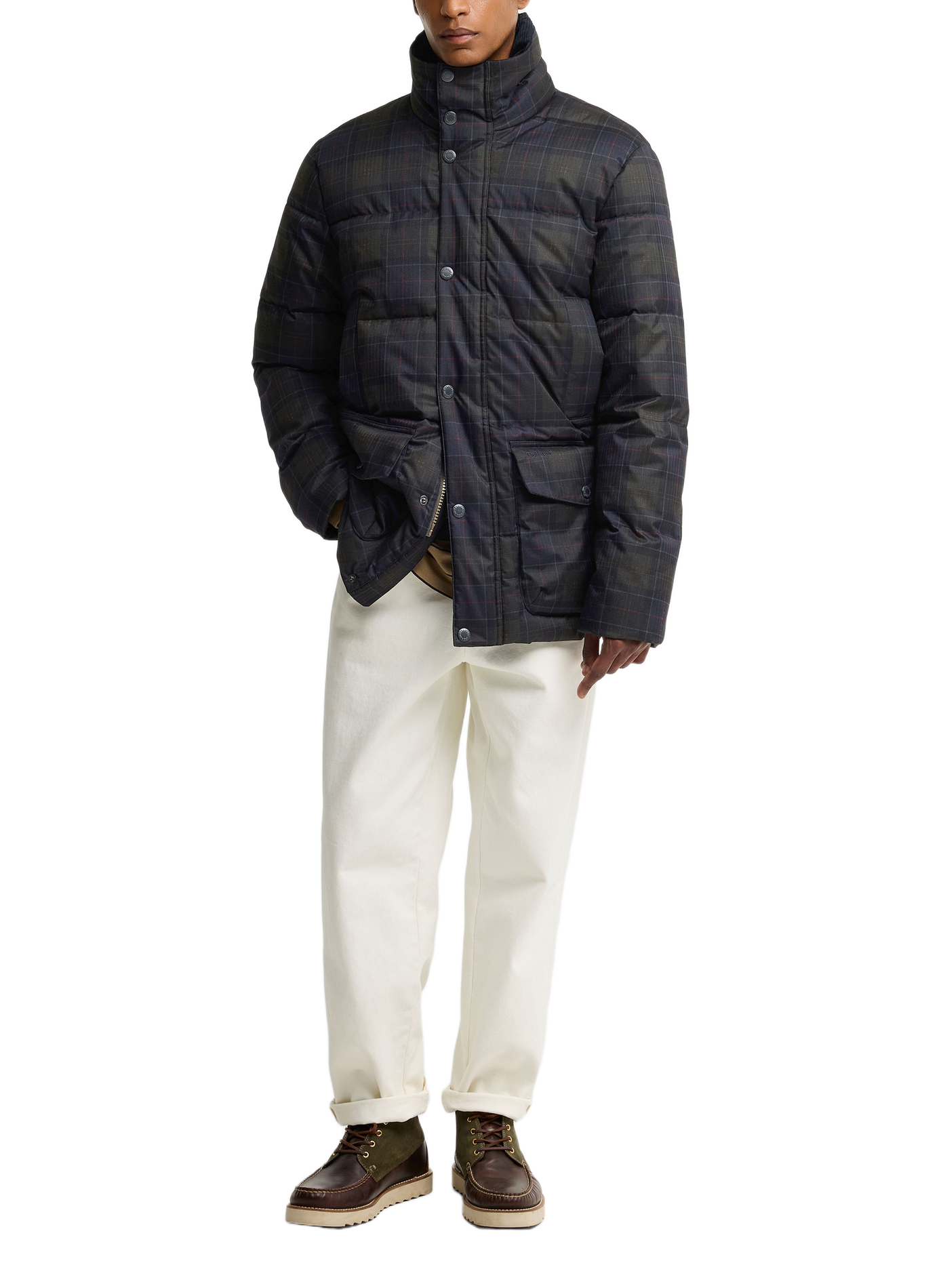 Straight checkered high-neck down jacket BARBOUR Multicolour