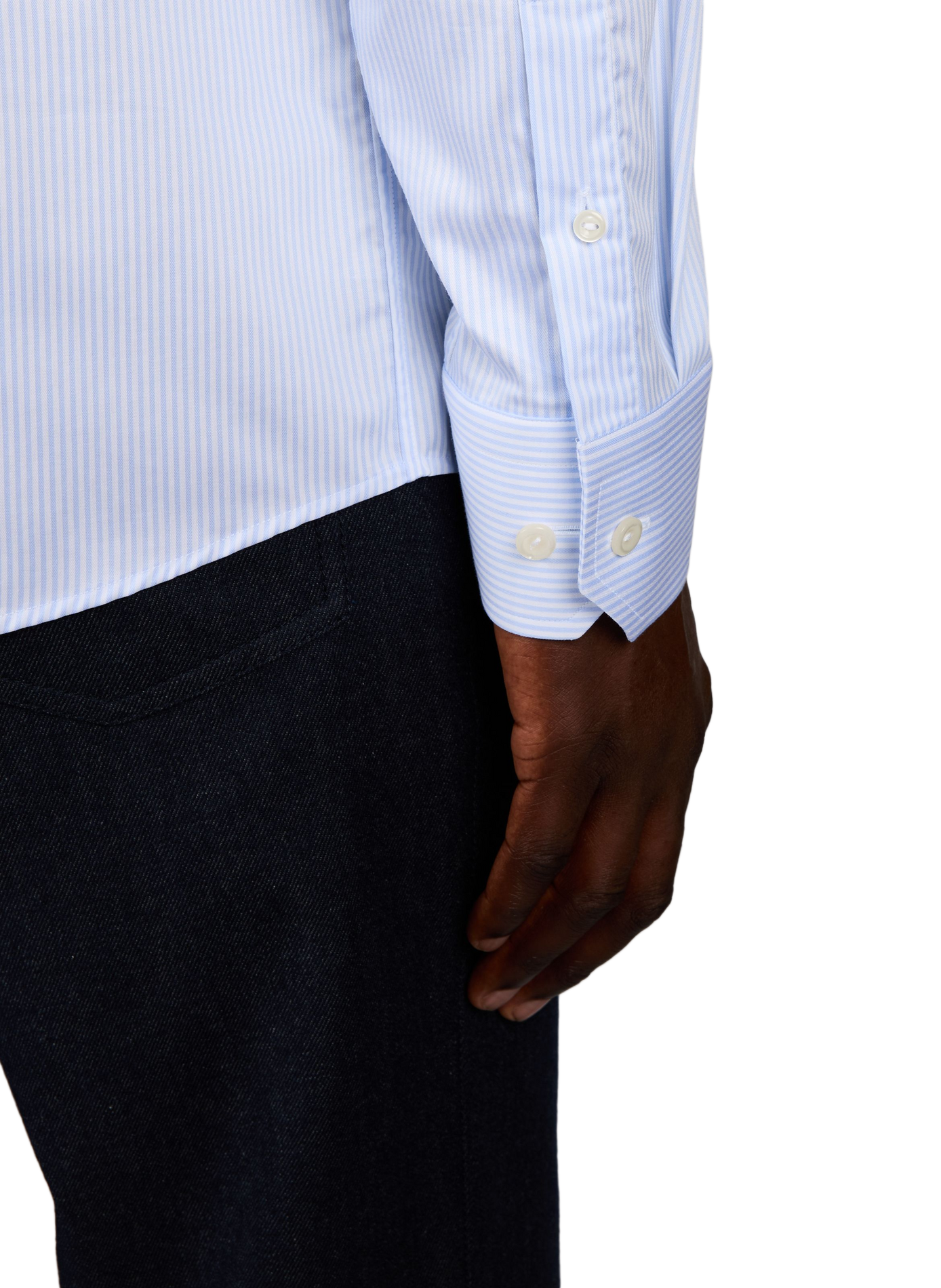 Chemise slim rayée en coton ETON Bleu