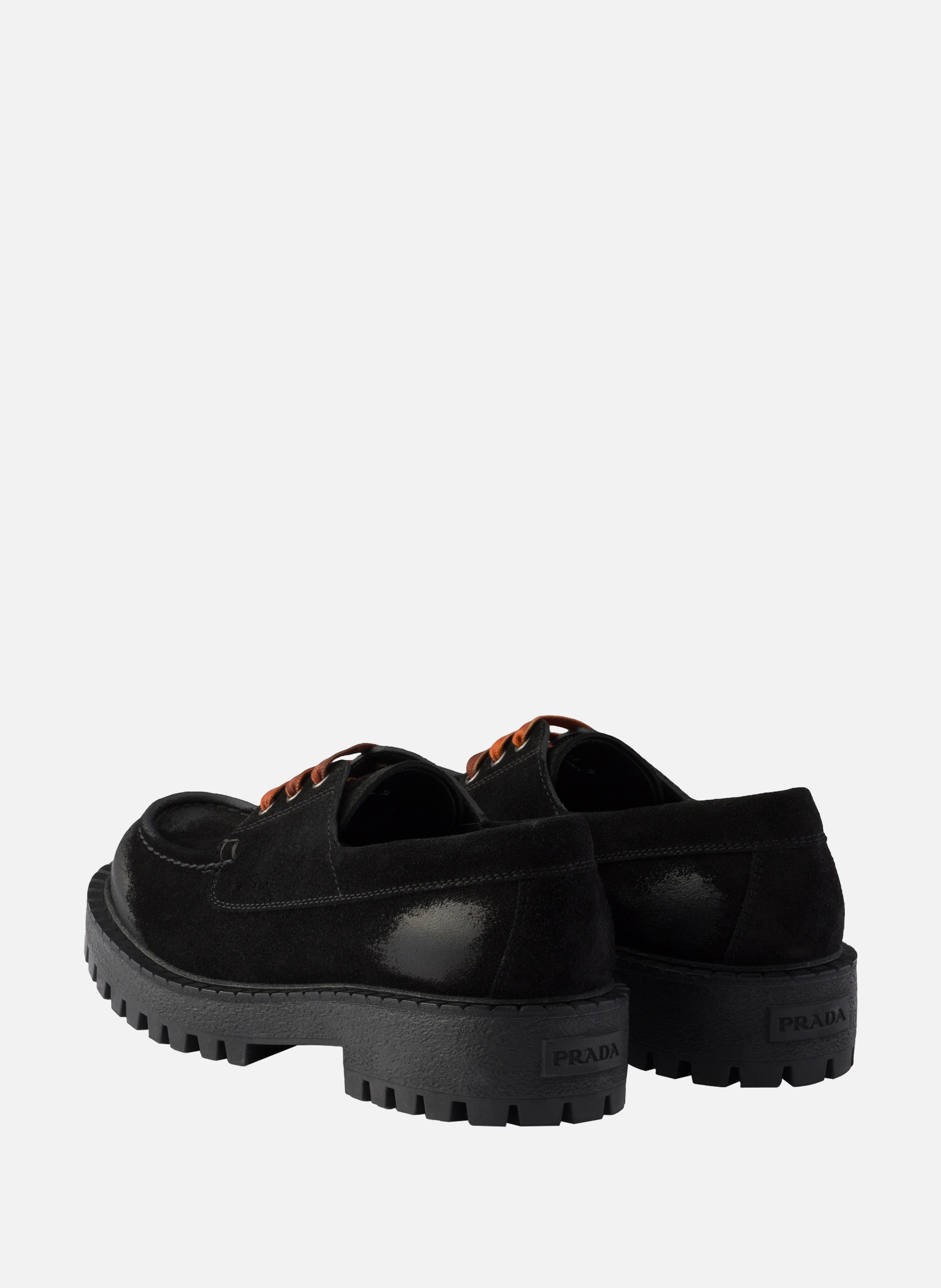 Chaussures à lacets en veau velours ciré PRADA Noir