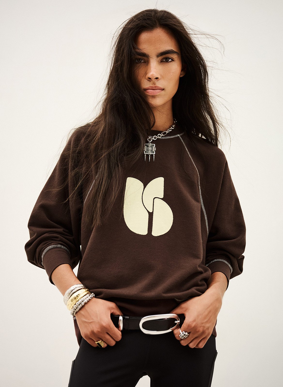 Grote sweater met bedrukt logo in een katoenmix bart BA&SH Bruin