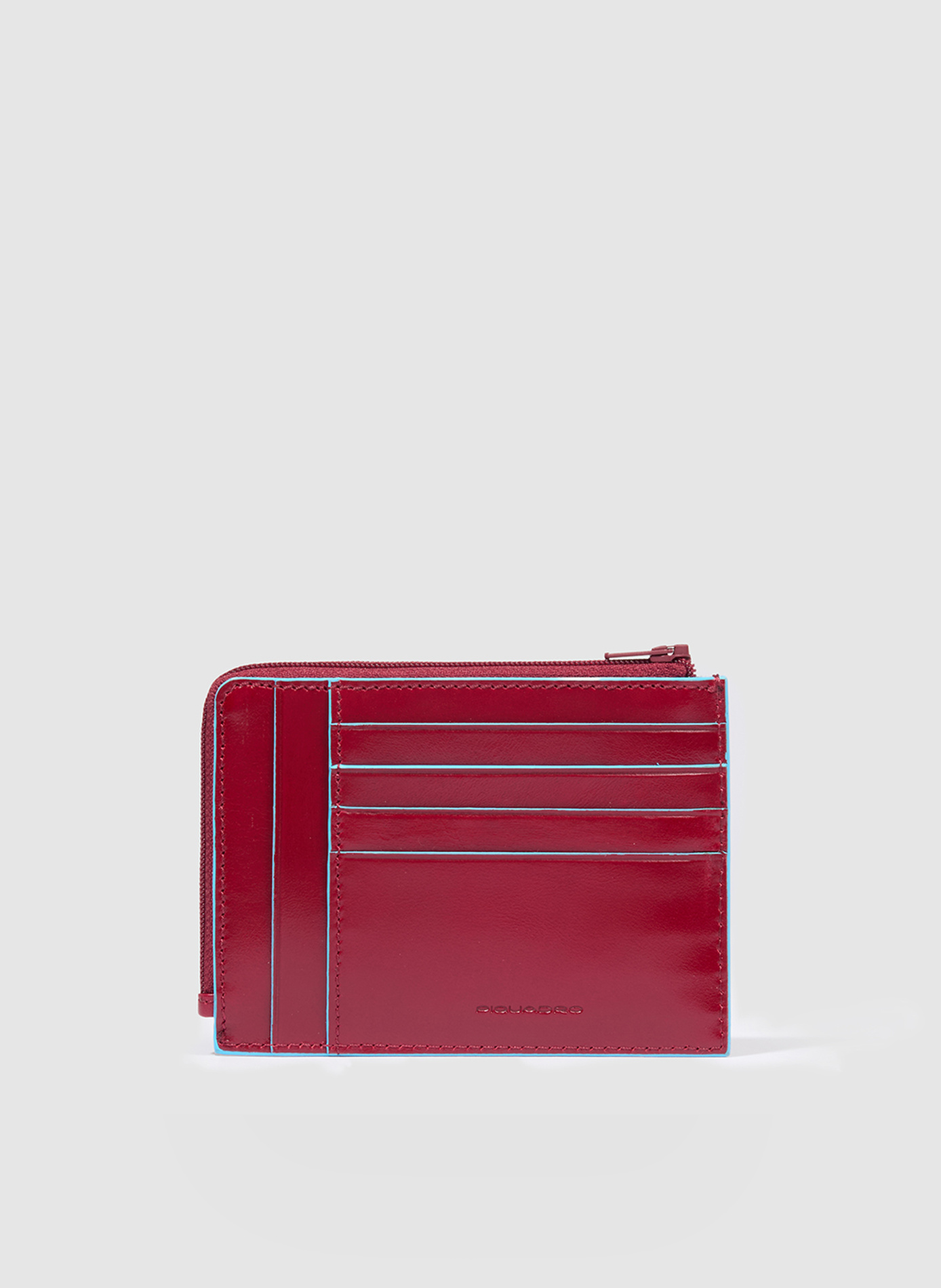 Portemonnee met ritssluiting voor heren met creditcardhouder. PIQUADRO Rood