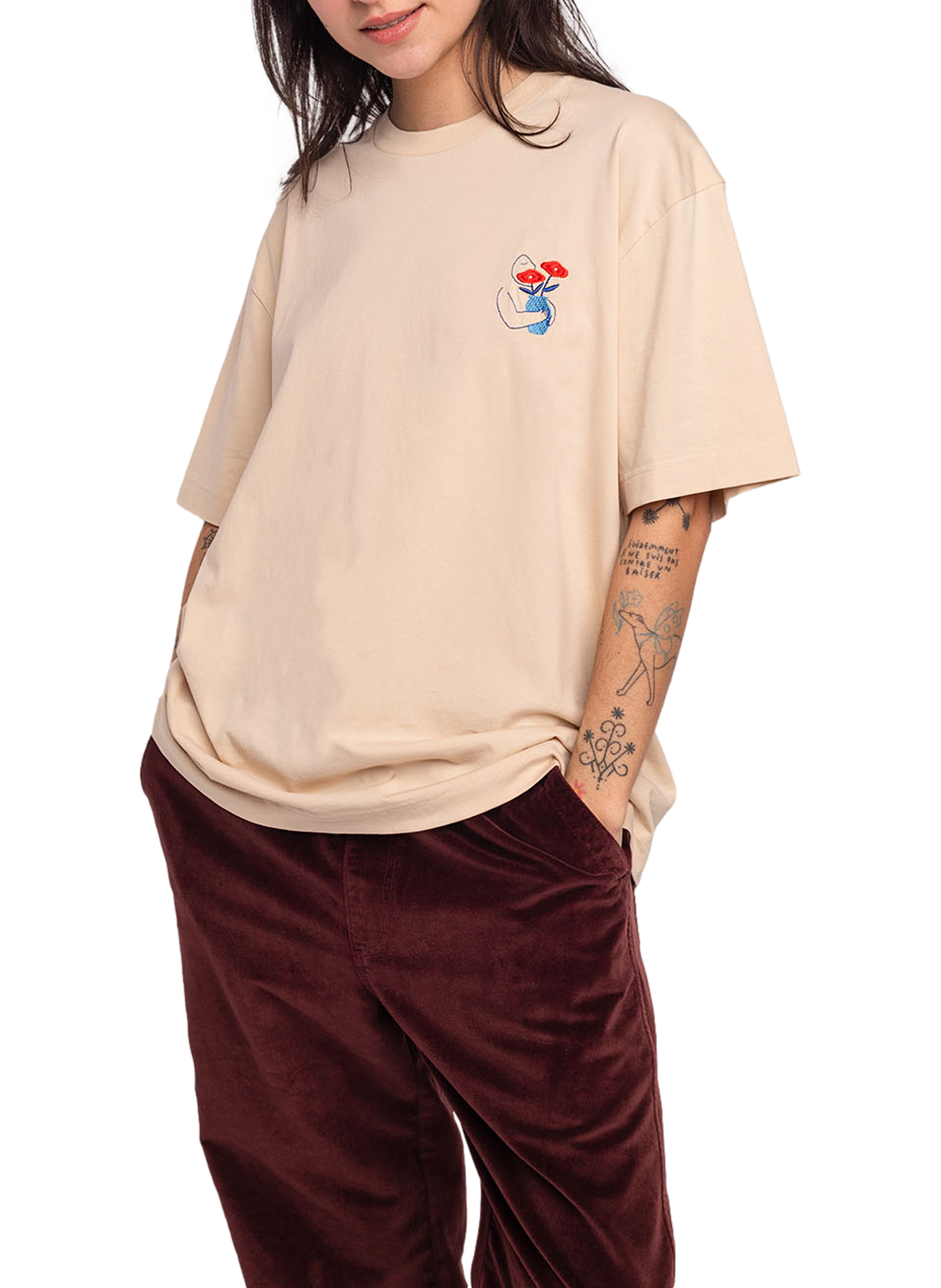 Straight cotton t-shirt OLOW Beige