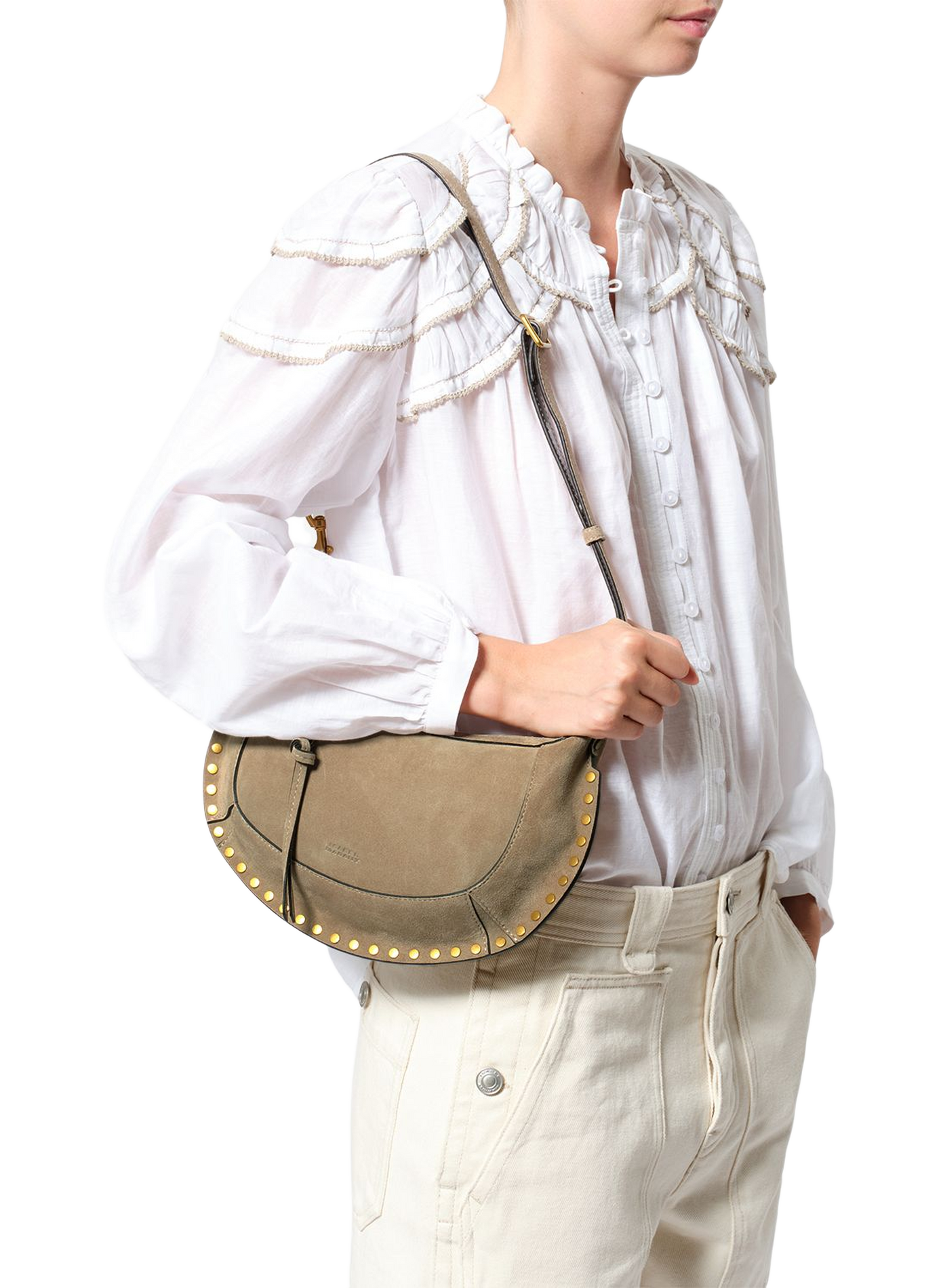 OSKAN MOON Tasche aus Veloursleder ISABEL MARANT Beige