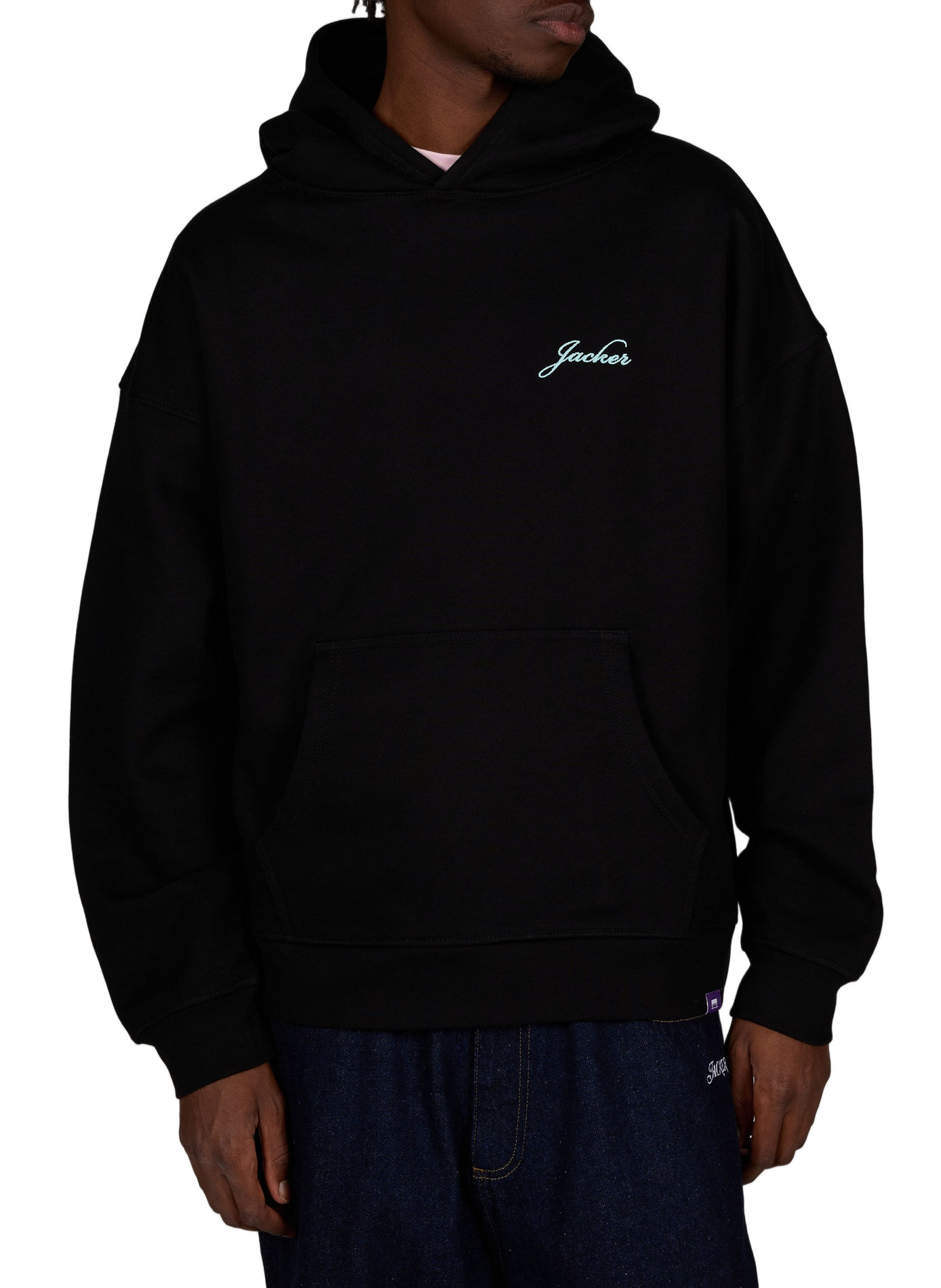 Sweat ample à capuche en coton JACKER. Noir