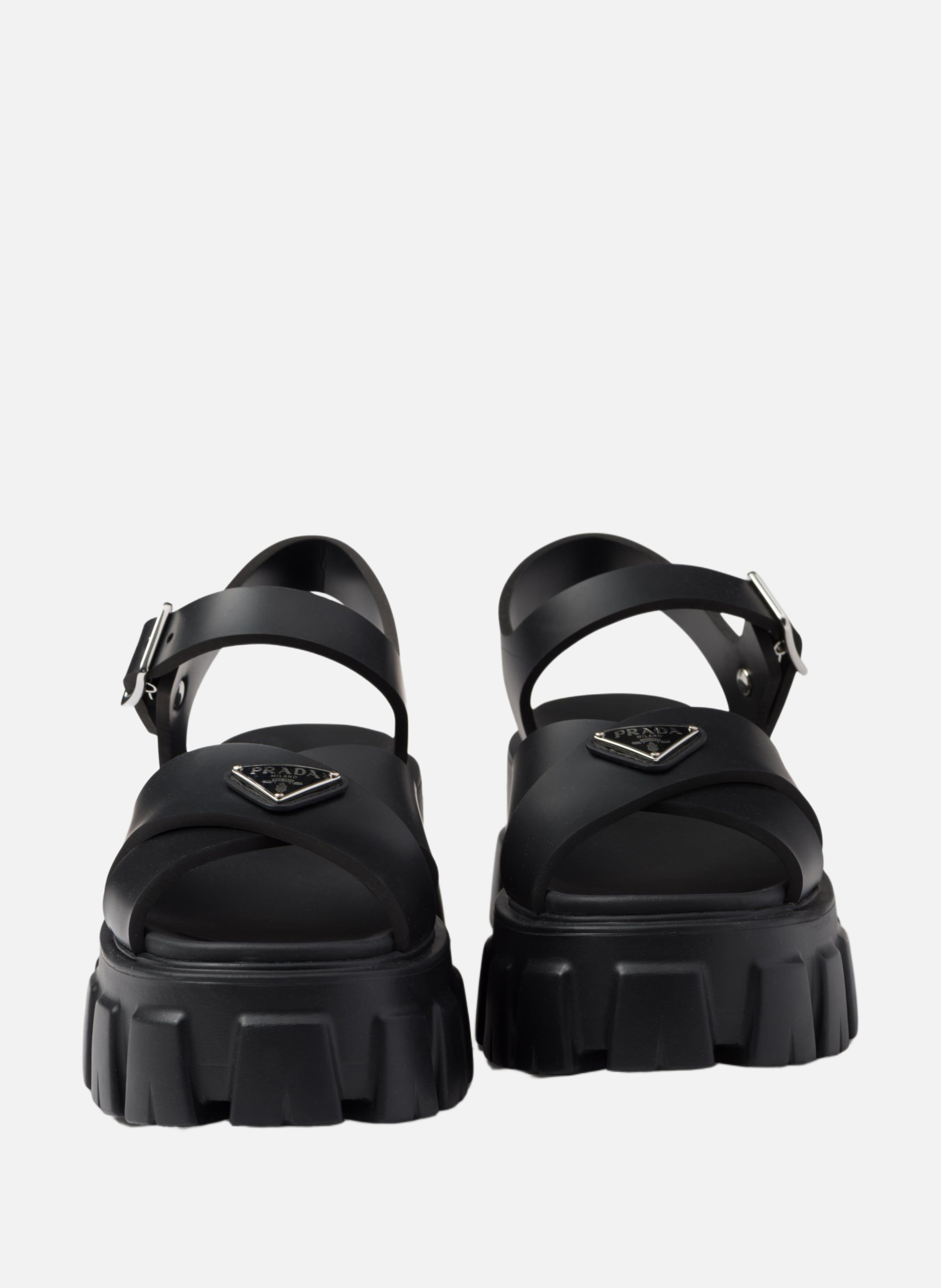 Sandales monolith en gomme PRADA Noir