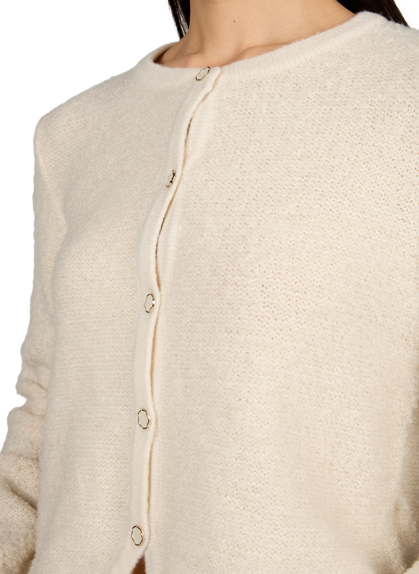 Gerade geschnittene Strickjacke mit langen Ärmeln VILA Beige