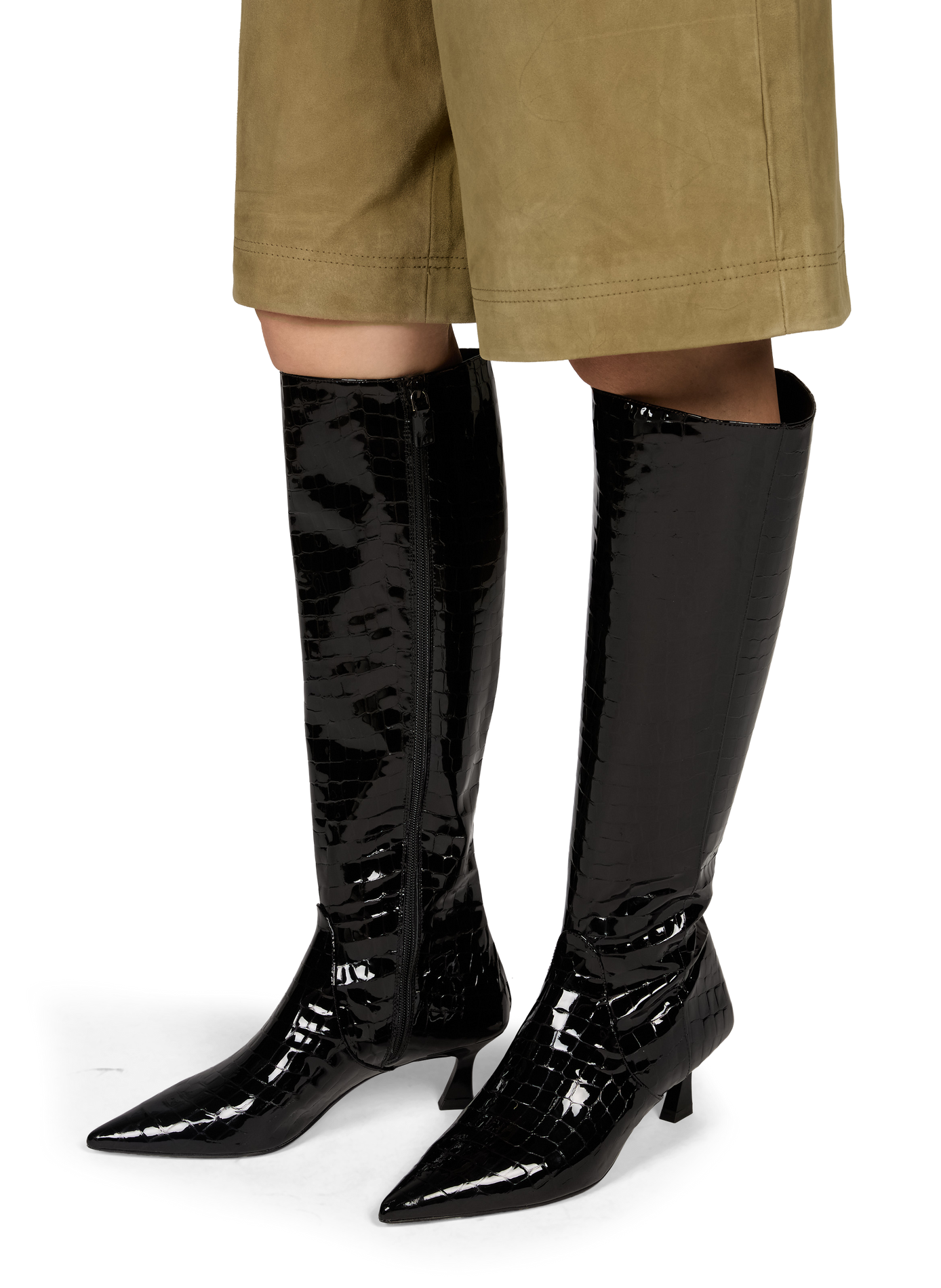 Botas altas VINNIE de piel de pitón barnizada STUART WEITZMAN Negro