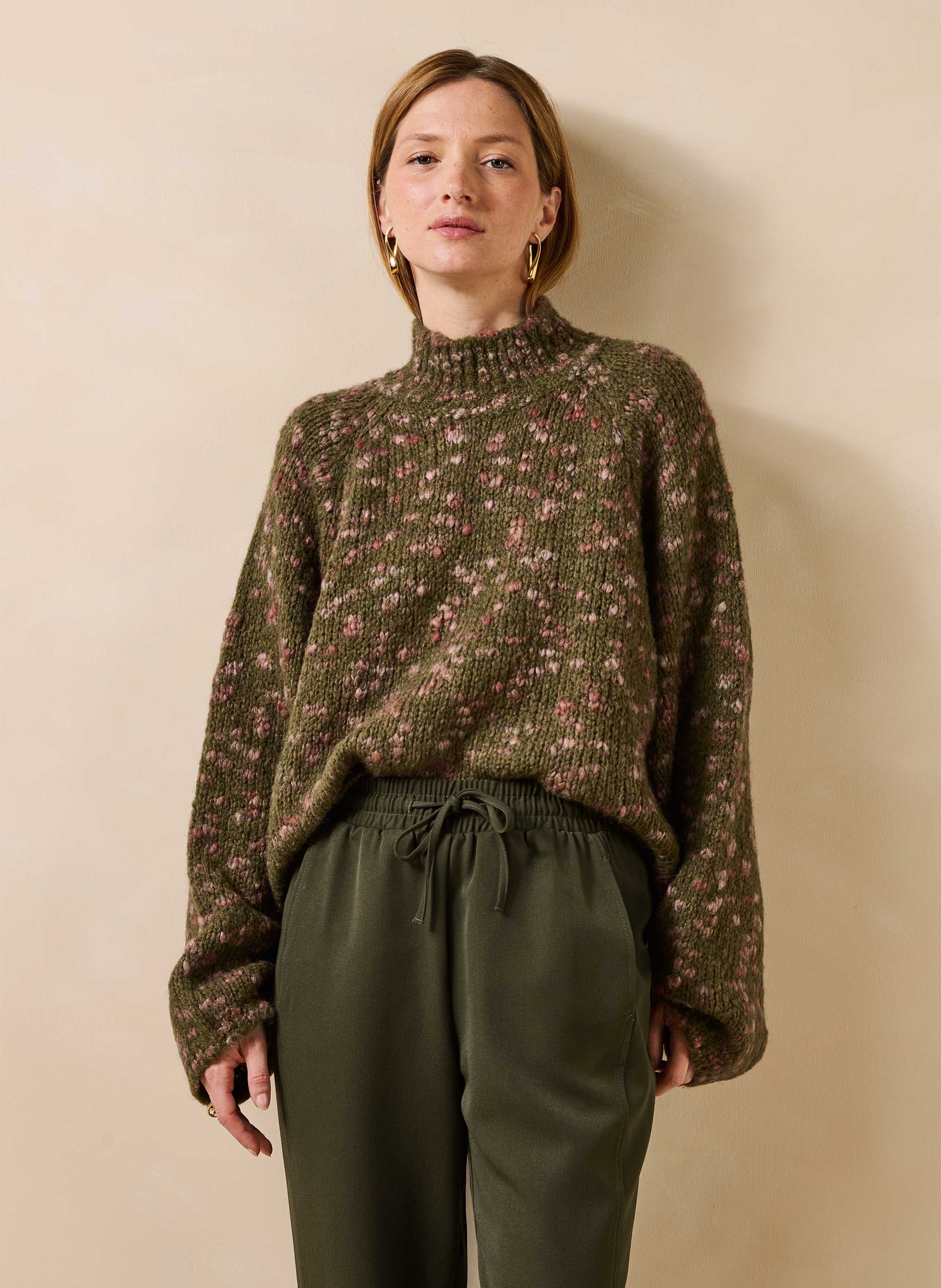 Oversized gebreide trui met opstaande kraag LA FEE MARABOUTEE Groen