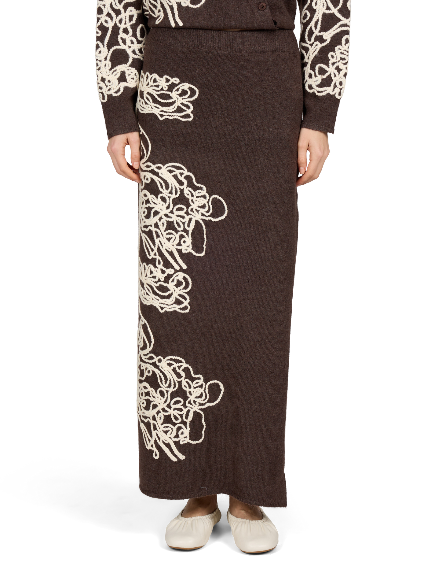 Long straight knit skirt MUS & BOMBON Brown