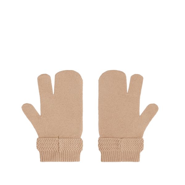 Maison Margiela Ribbed Knit Gloves In Neutral