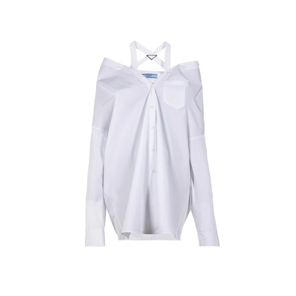 Prada Robe Courte En Popeline In White