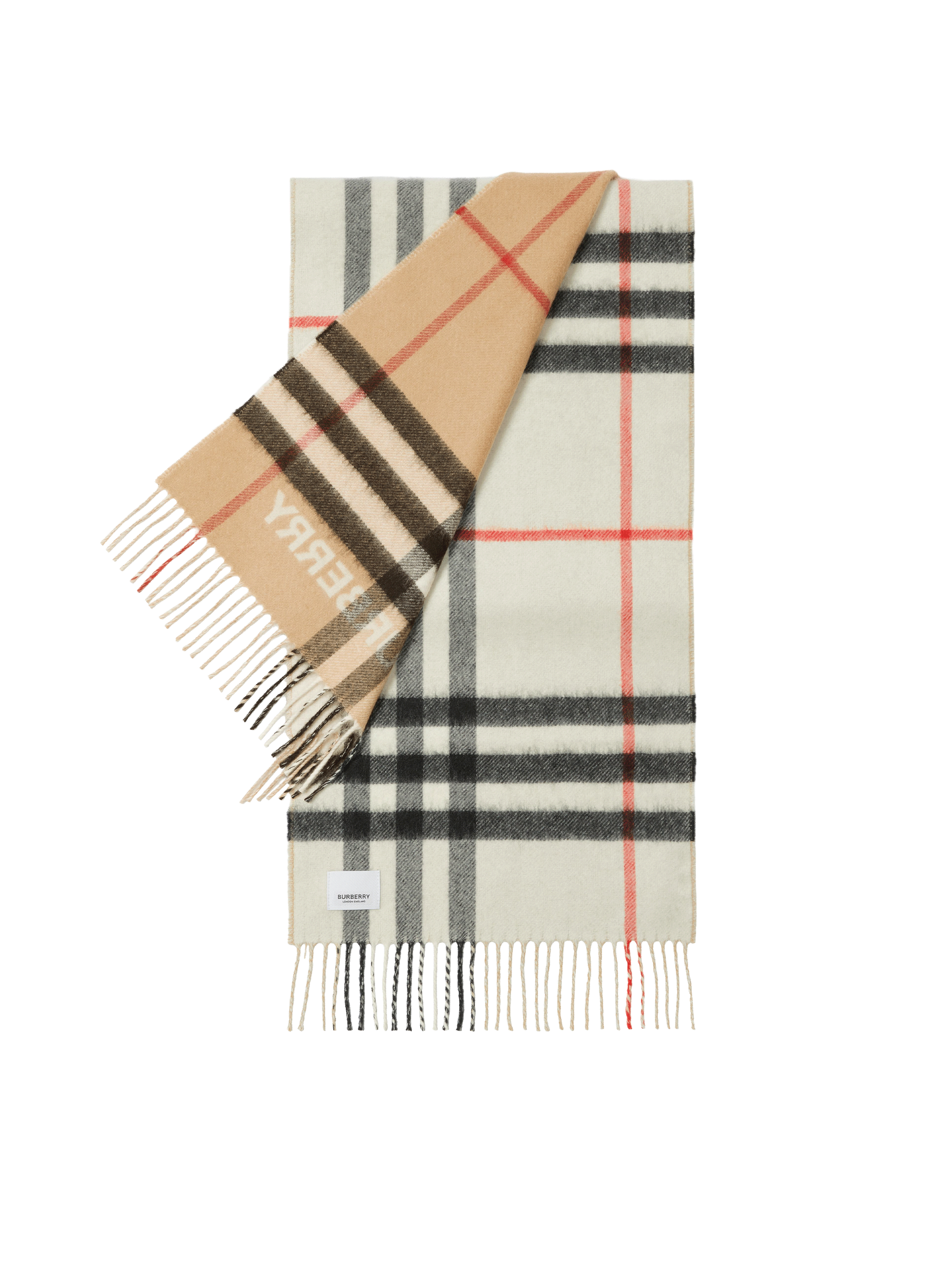 Cashmere check scarf  BURBERRY White