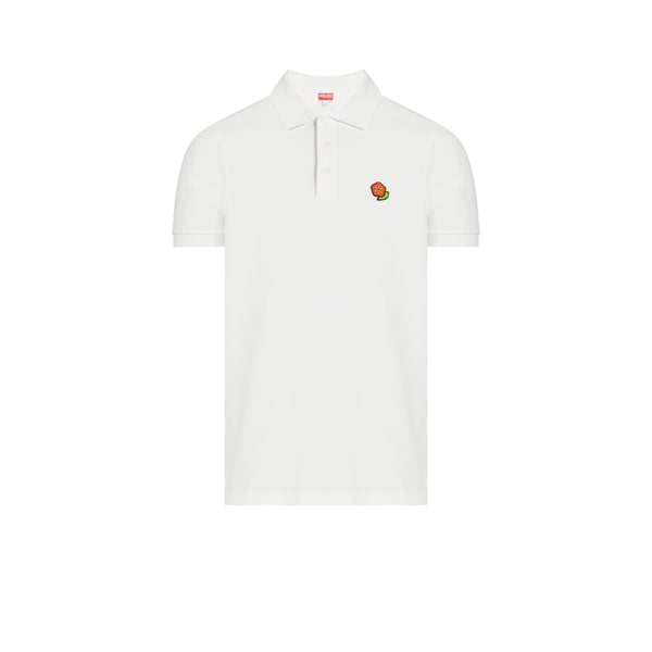 Kenzo Polo Shirt With Happy Tiger Embroidery In White