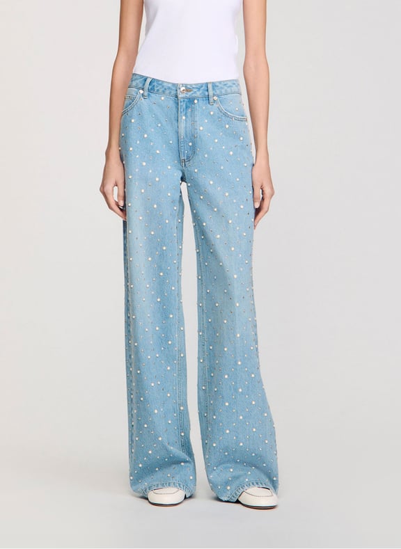 Jean large en coton Bleu by SANDRO SANDRO Jean large en coton Bleu