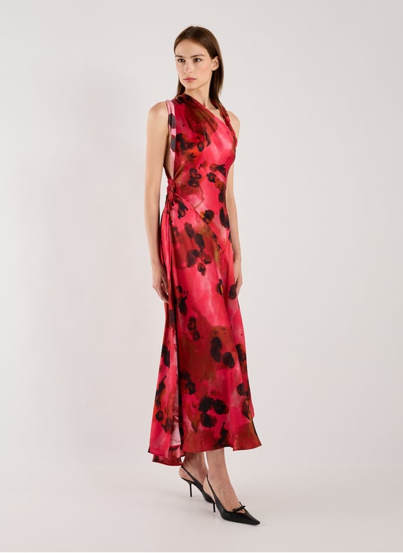 Long silk dress with floral print Multicolour by VICTORIA BECKHAM VICTORIA BECKHAM Long silk dress with floral print Multicolour