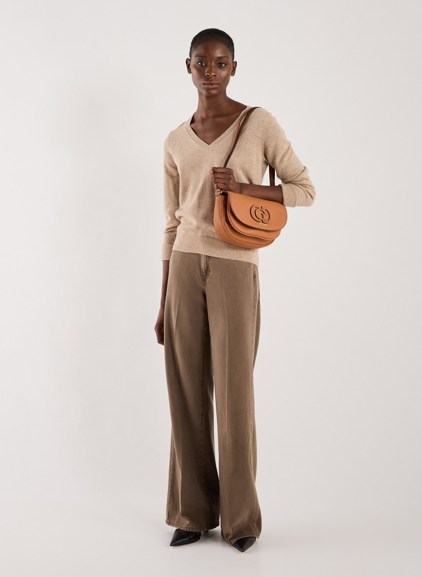 Sac à bandoulière à logo GUESS Marron