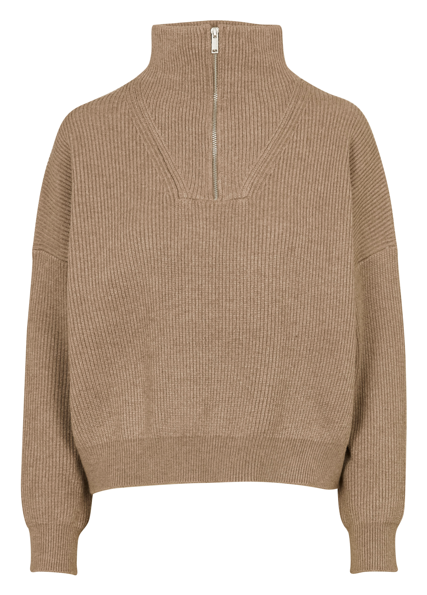 Pull ample col camionneur en maille IKKS Beige