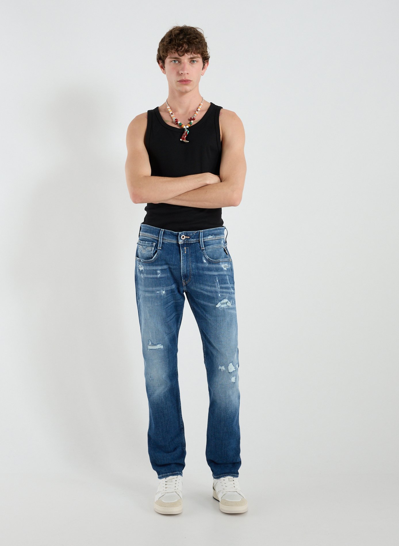 Jeans déchiré en coton mélangé REPLAY Bleu