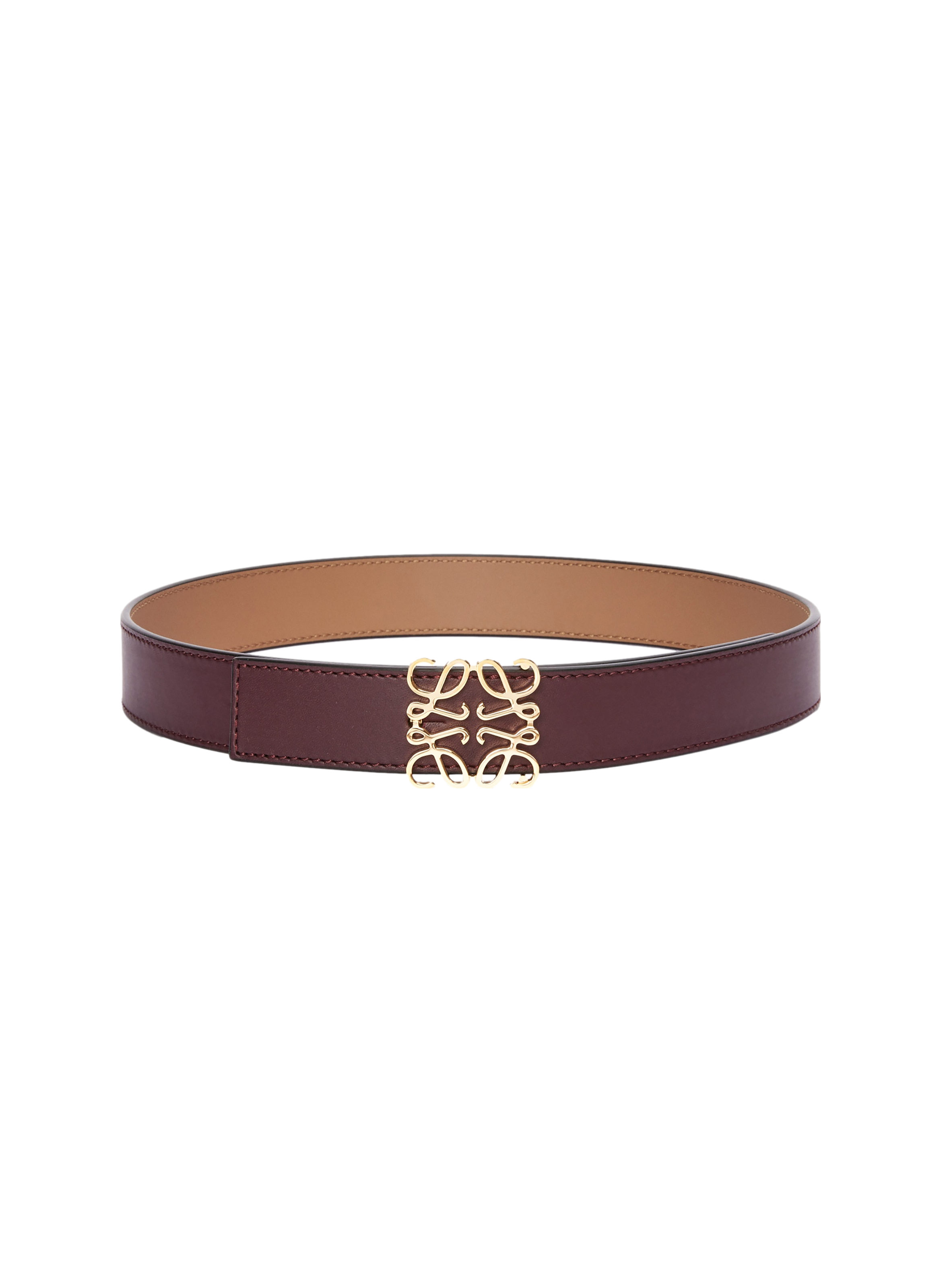 LOEWE Reversible calf leather Anagram belt Red