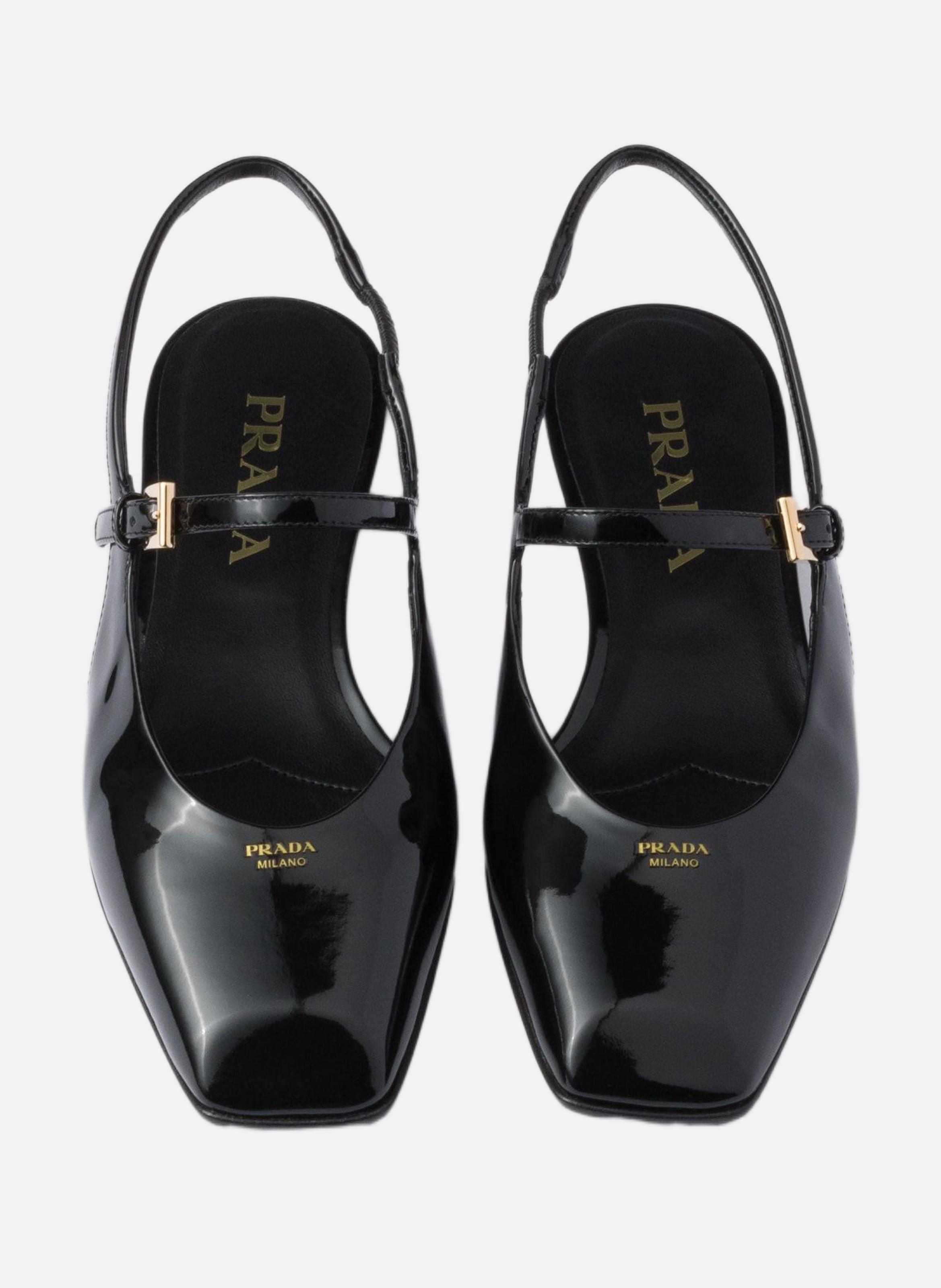 Ballerines à bride arrière en cuir verni PRADA Noir