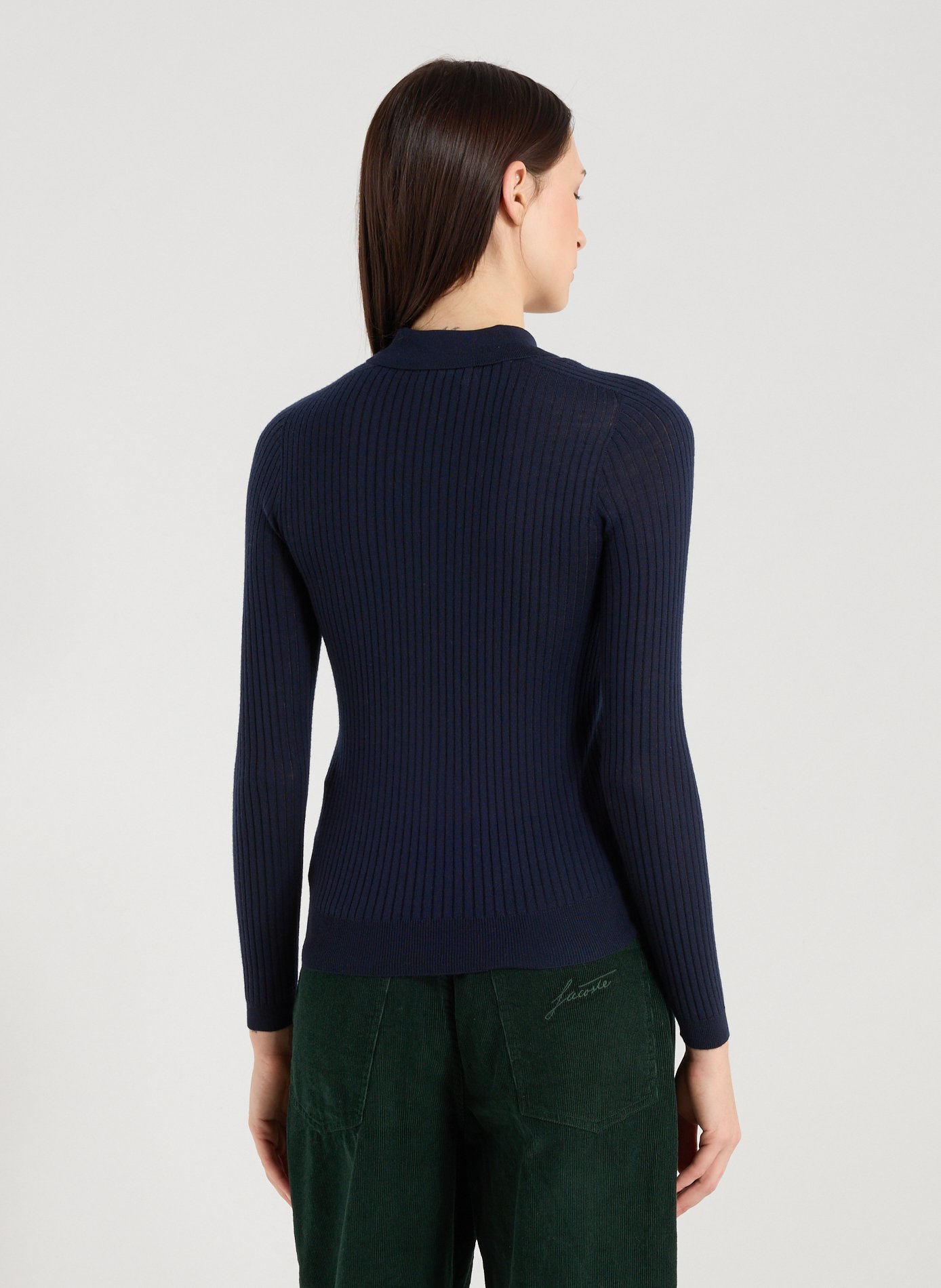 Polo à manches longues en laine LACOSTE Bleu