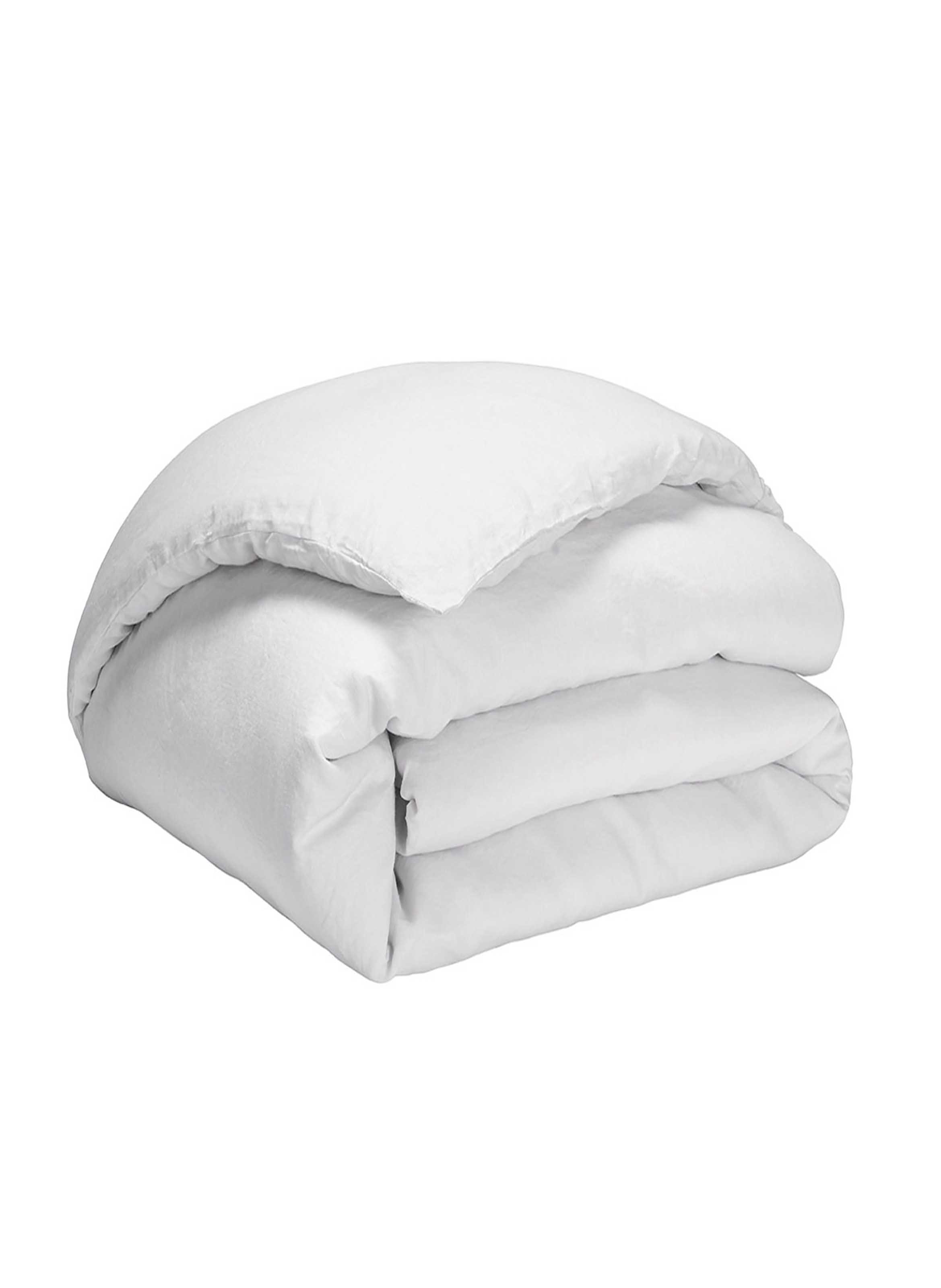 Housse de couette unie en lin lavé, made in france, nouvelle vague  Blanc
